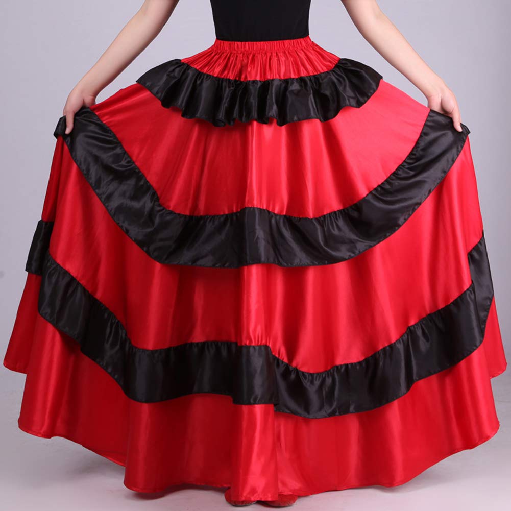 Lontakids Women's Spanish Bull Dance Skirt - Flamenco Belly Dance Skirt with Big Swing, Perfect for Performances, Parties, and Cultural Events