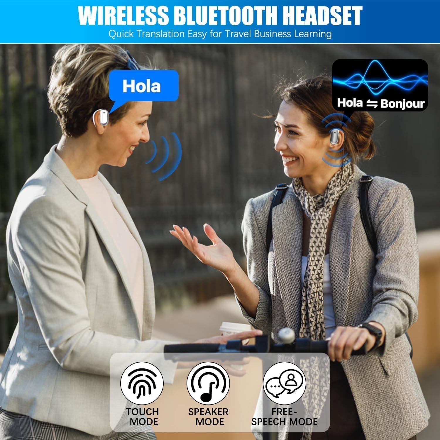 AI Translation Earbuds Wireless Bluetooth - Real-Time Language Translator for 40+ Languages, Multi-Mode Smart Earbuds for iPhone & Android - Perfect for Travel, Business Meetings & Language Learning