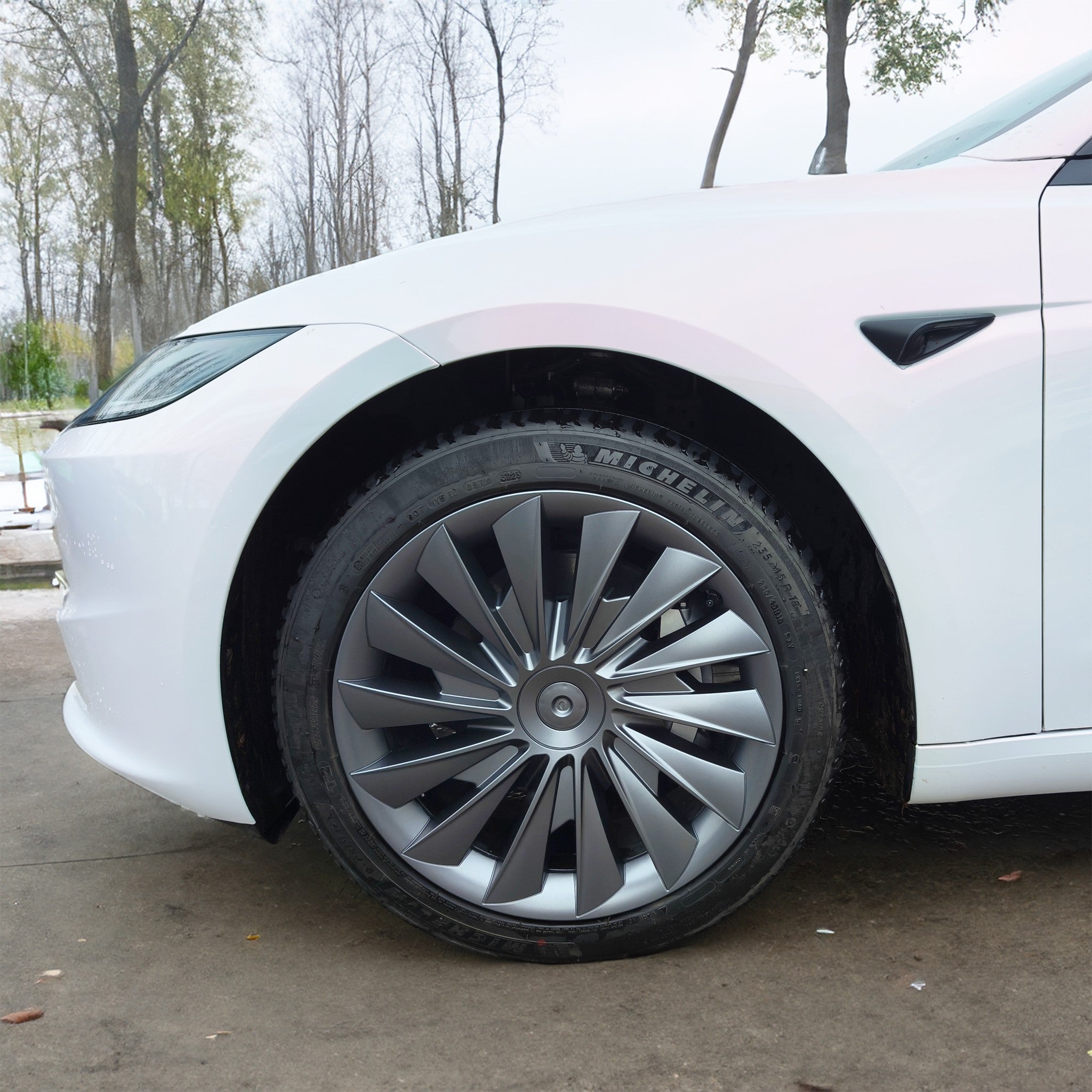 2024 Tesla Model 3 Highland 18'' Photon Wheel Hubcaps - Cyclone Style Design for Enhanced Aerodynamics | Perfect for Road Trips & Daily Commutes