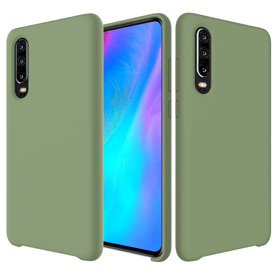 Huawei P30 Liquid Silicone Phone Case - Shockproof, Anti-Slip, Durable Protective Cover - Green Color - Perfect for Daily Use, Travel & Outdoor Activities