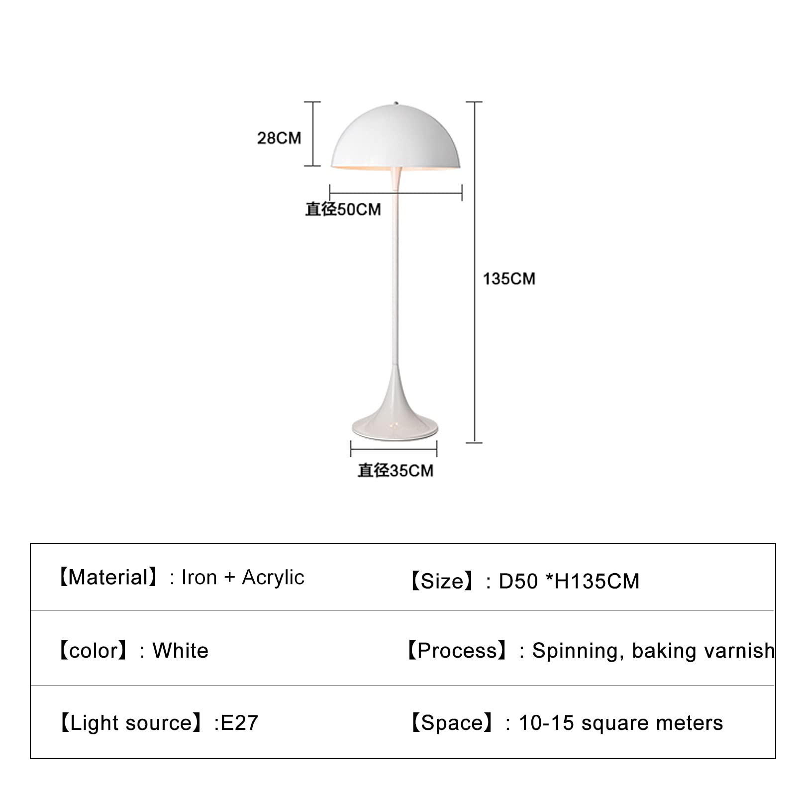 Modern White Acrylic Mushroom Floor Lamp - Semi-Circular Nordic Design for Living Room, Bedroom & Kitchen Island - Soft Ambient Lighting for Cozy Home Decor