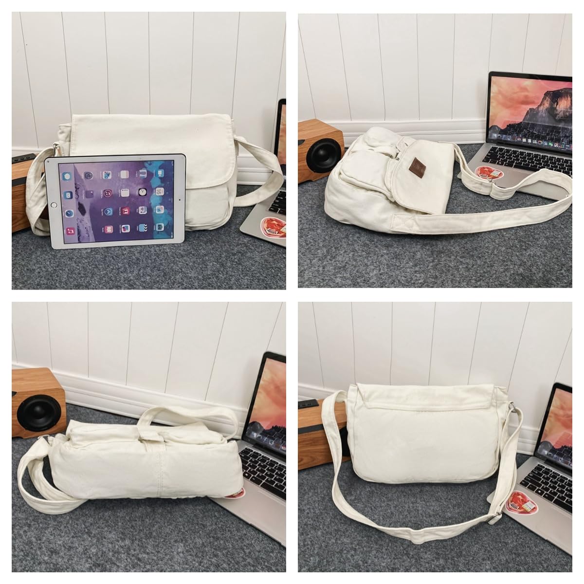 Vintage Canvas Messenger Bag Crossbody Bag for Women & Men - Grunge Y2K Style Retro Shoulder Bag - Perfect for School, Travel & Everyday Use