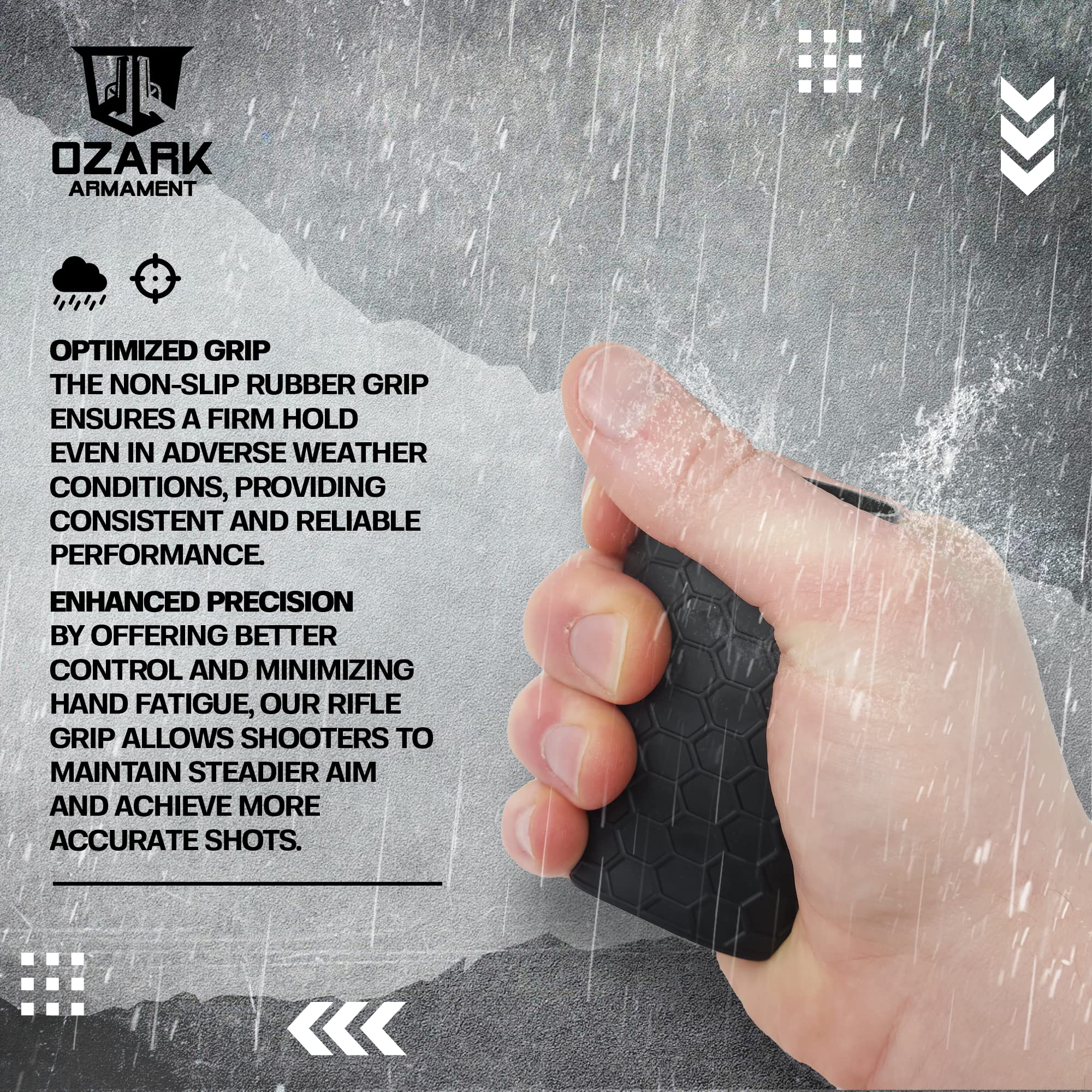 Universal Tactical Rubber Rifle Grip Sleeve - Non-Slip Hex Design for Full-Sized Rifles & Shotguns - Ergonomic Gun Grip Compatible with Most Rear Handles - Ideal for Hunting, Shooting Ranges & Tactical Training
