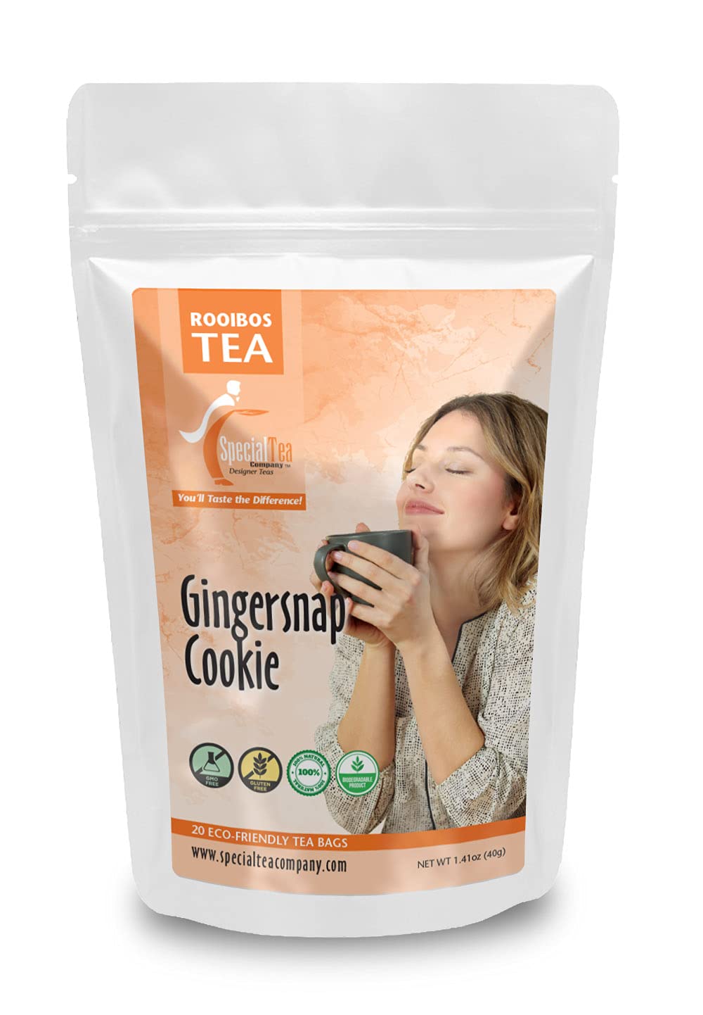 SpecialTea Company Gingersnap Cookie Rooibos Tea - 20 Tea Bags | Herbal Caffeine-Free Tea | Perfect for Relaxation & Holiday Gifts