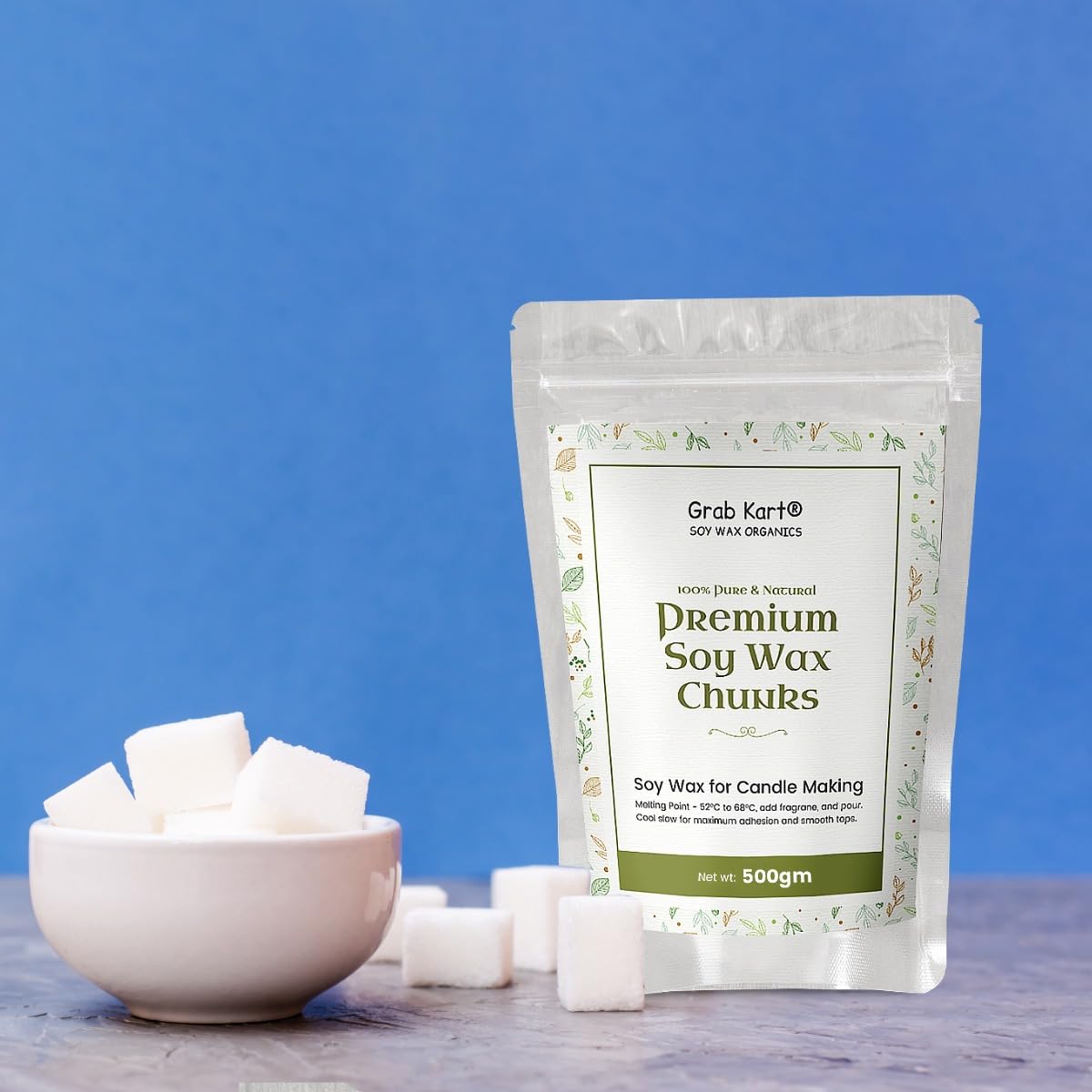 Premium Soy Wax Flakes for Candle Making - 500g Natural, Eco-Friendly Vegetable Wax Chunks (High-Grade Candle Wax Raw Material) - Perfect for DIY Candles, Aromatherapy, and Home Decor