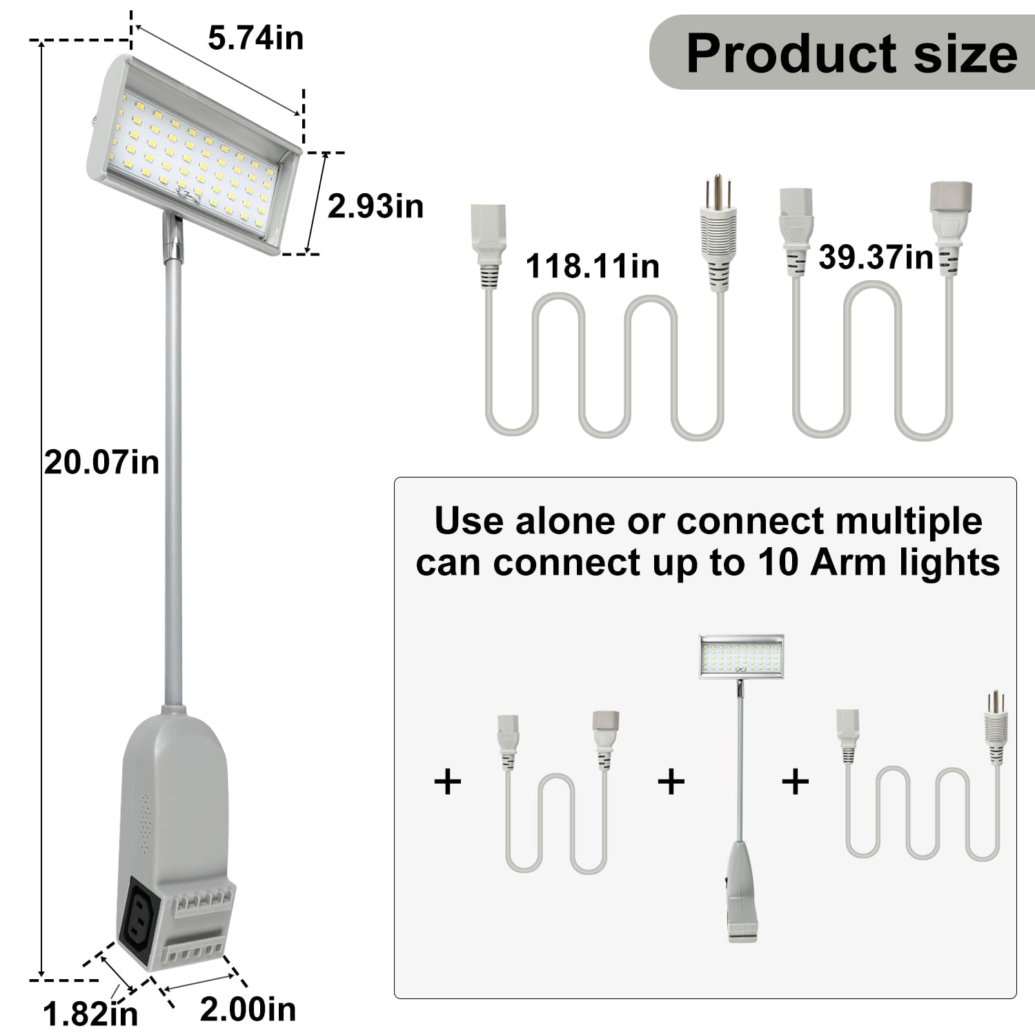 LED Trade Show Lights & Wall Washer - Connectable Exhibit Arm Lighting with Clamps, Mounting Brackets & Power Cables (2-Pack Grey) - Perfect for Trade Shows, Exhibitions & Retail Displays
