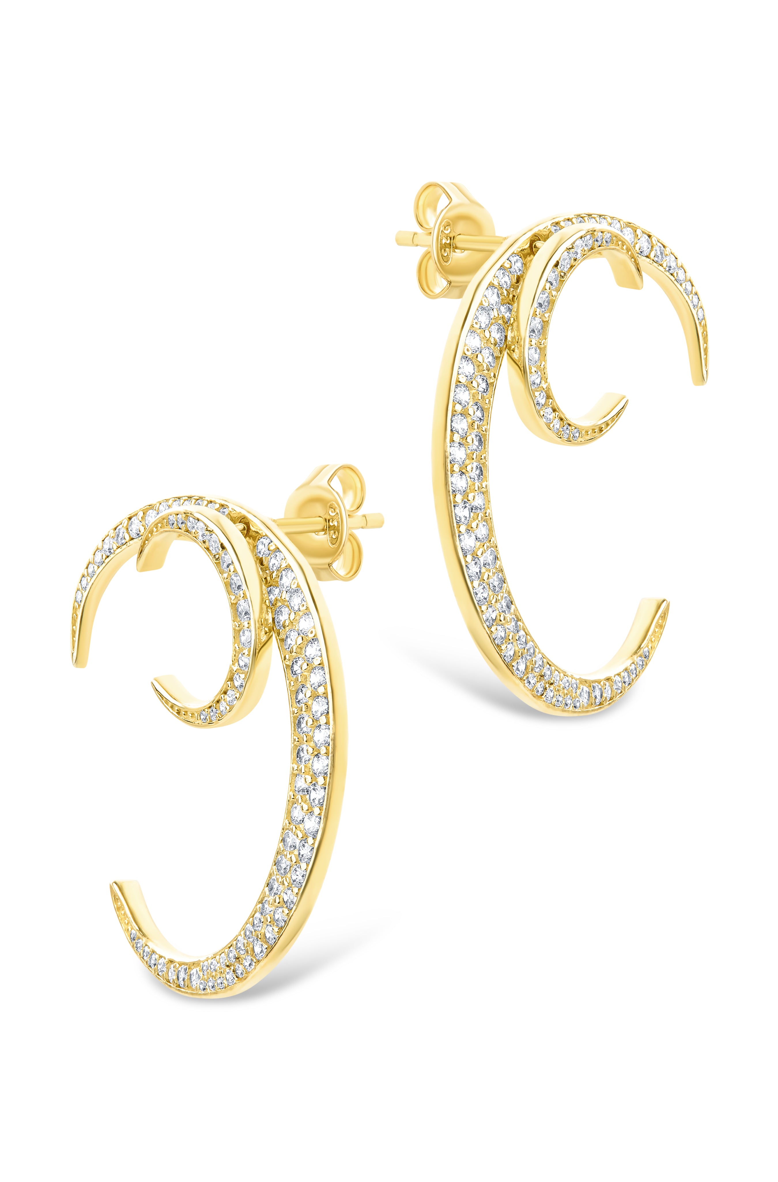 Keaton CZ Crescent Stud Earrings for Women - Sparkling Cubic Zirconia Silver Moon Earrings | Perfect for Date Night, Parties & Gifts