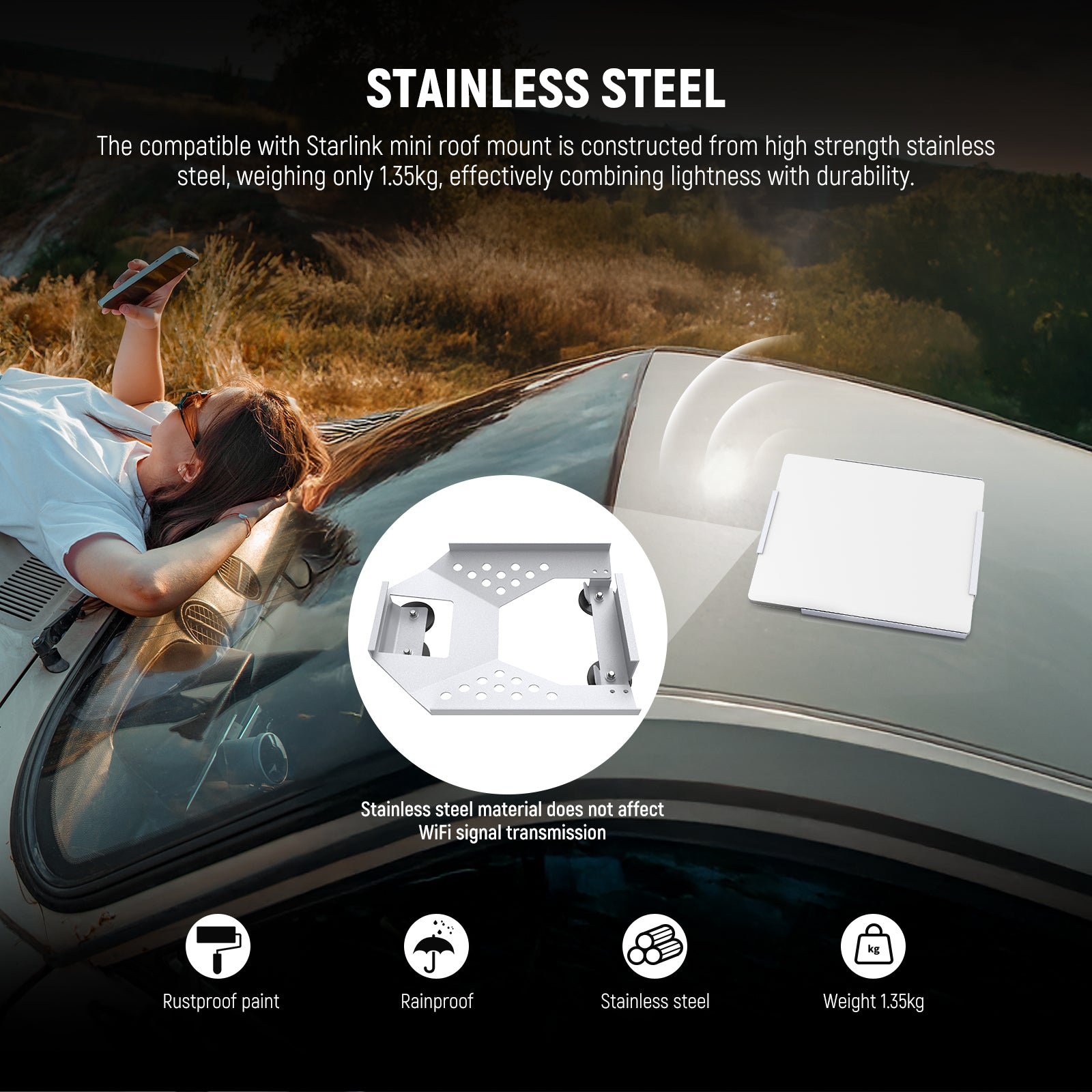 NEEWER ST90 Roof Mount for Starlink Mini - Secure & Adjustable Satellite Dish Mounting Bracket - Perfect for RV, Camping & Off-Grid Internet Setup
