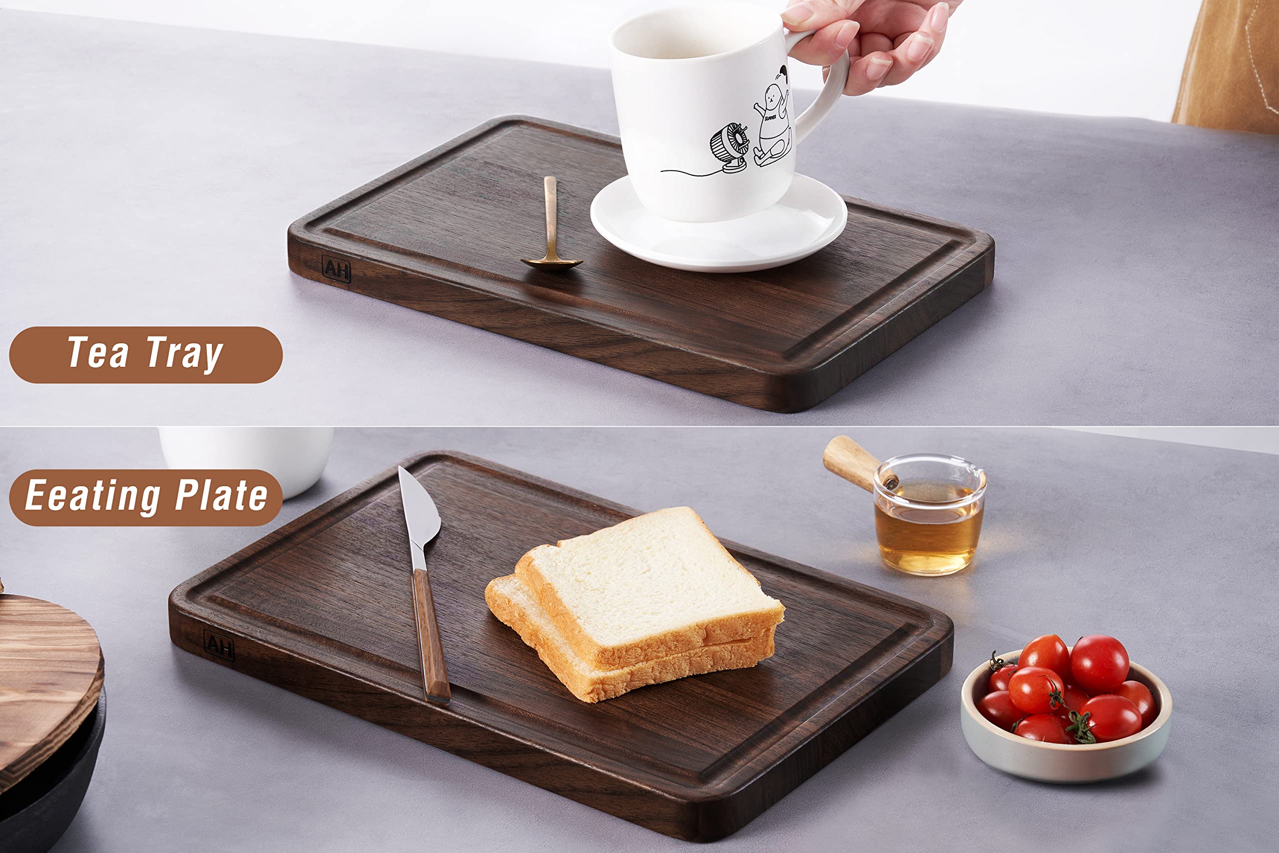 Premium Walnut Wood Cutting Board 12x8 Inch - Reversible Butcher Block with Juice Groove & Non-Slip Mats - Multipurpose Kitchen Charcuterie Cheese Board (Gift Box Included) - Perfect for Food Prep, Entertaining & Holiday Gifts