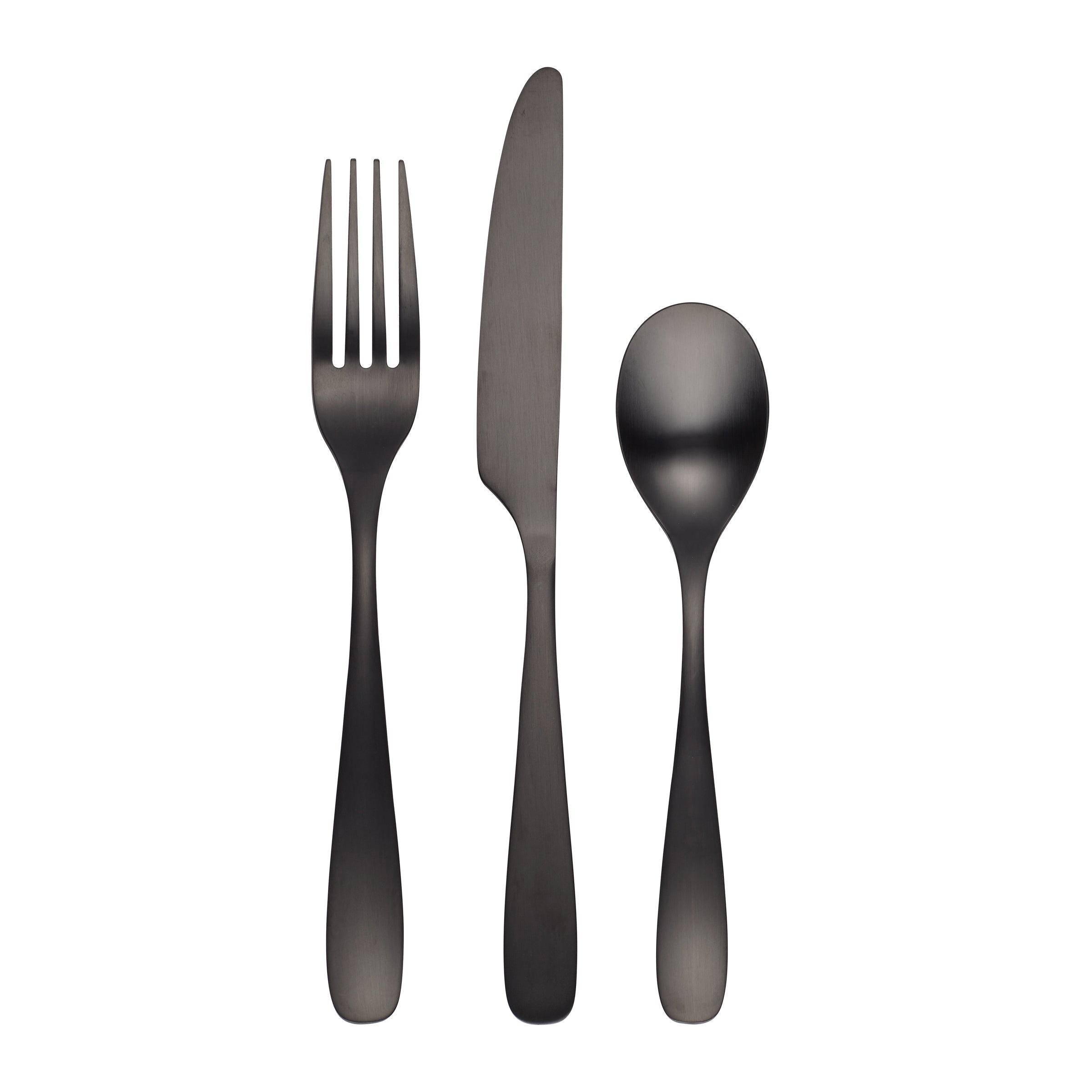 Eliana 12-Piece Black Satin Flatware Set - Elegant Stainless Steel Cutlery for Dinner Parties, Weddings & Formal Dining