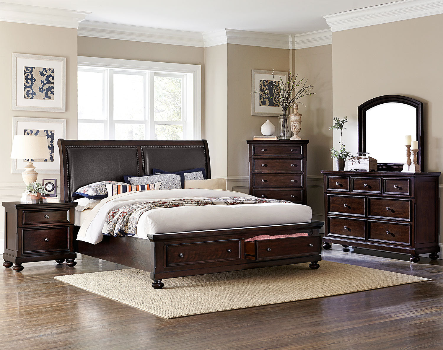 7-Drawer Chester Dresser in Cherry Finish - Stylish Bedroom Storage for Clothes, Linens & Accessories