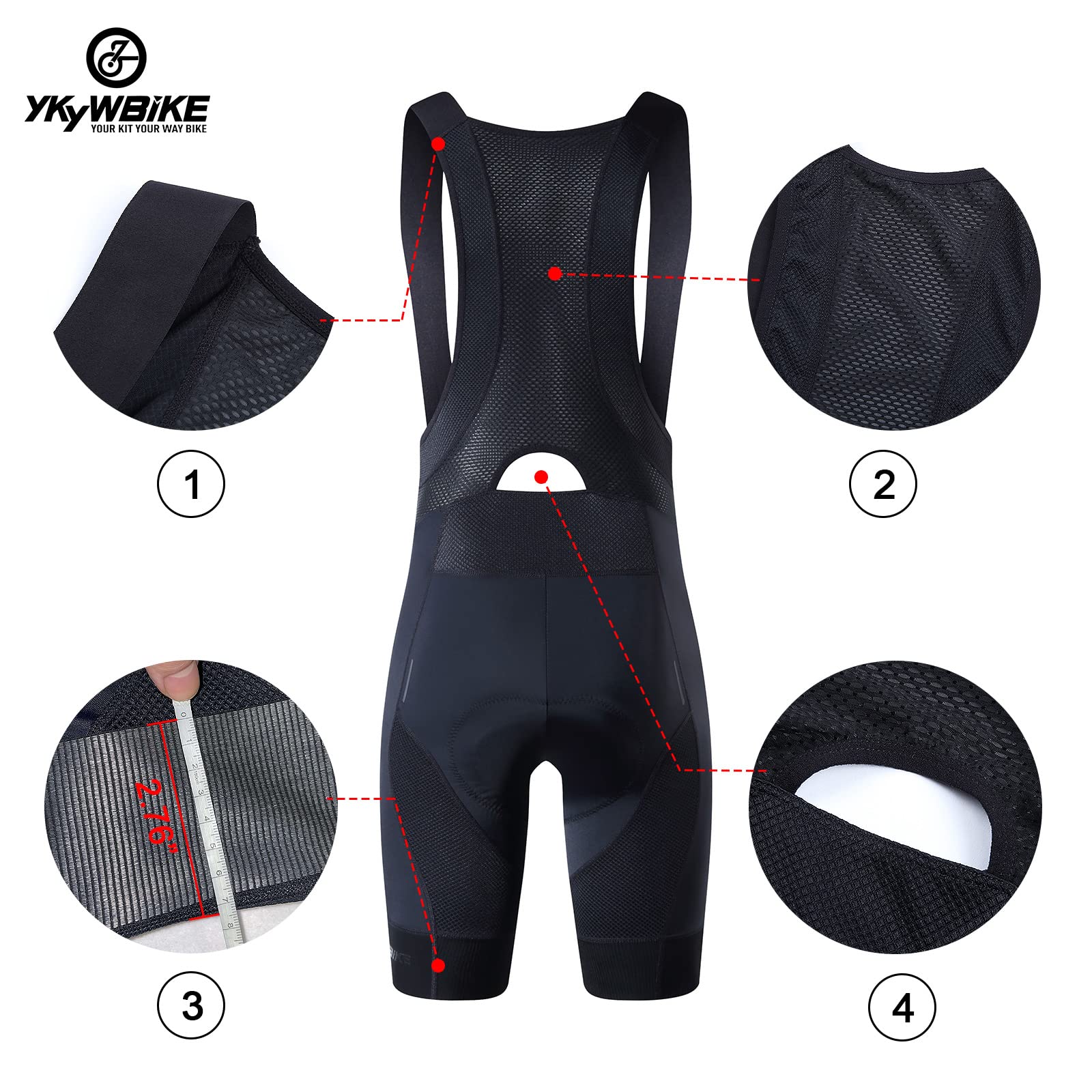 **Men's Cycling Bib Shorts - Breathable Padded Road Bike Bicycle Tights for Comfortable Riding | Perfect for Long-Distance & Competitive Cycling**