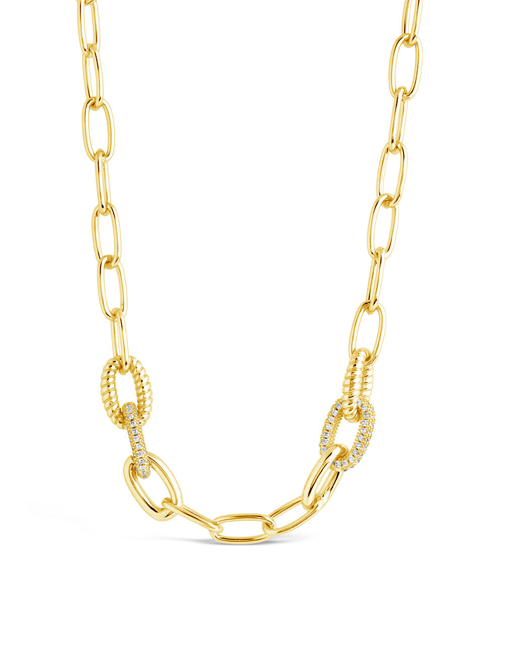 Samar CZ Encrusted Chain Link Necklace for Women - Elegant Cubic Zirconia Layered Necklace Jewelry - Perfect for Parties, Weddings & Date Nights