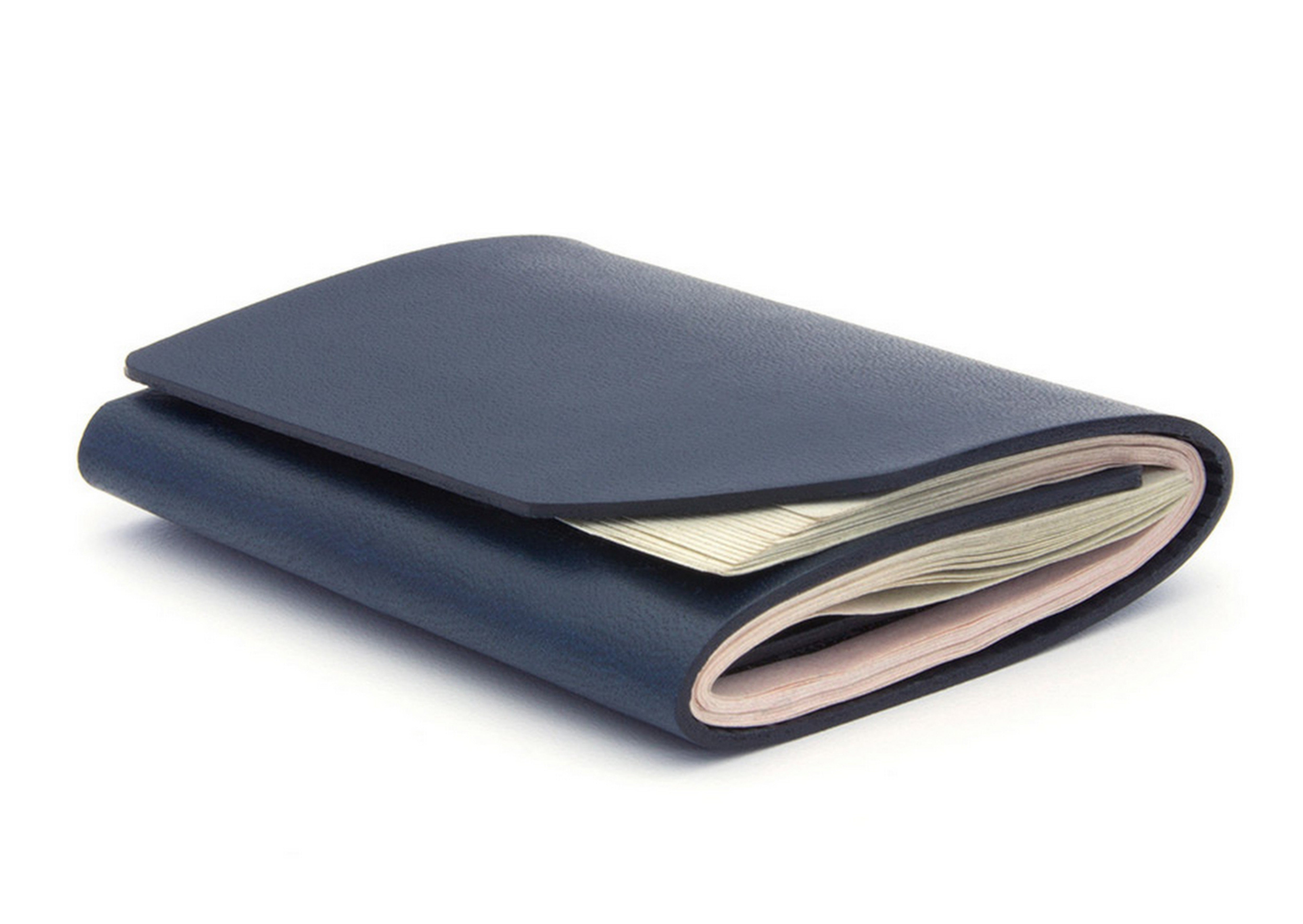 Ezra Arthur Slim Minimalist Cash Fold Wallet for Men - Navy Blue RFID Blocking Leather Wallet | Perfect for Everyday Use, Travel & Business