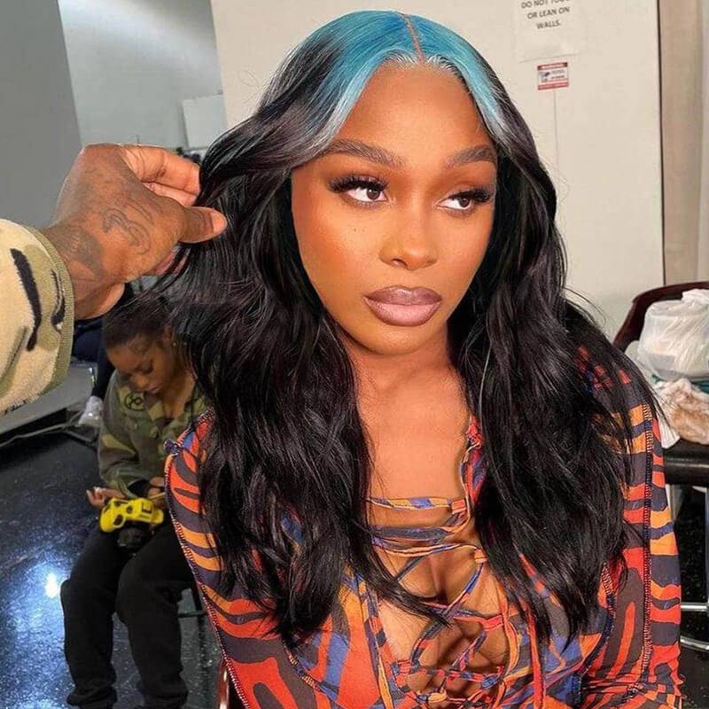 H3-#1B Body Wave with Blue Roots