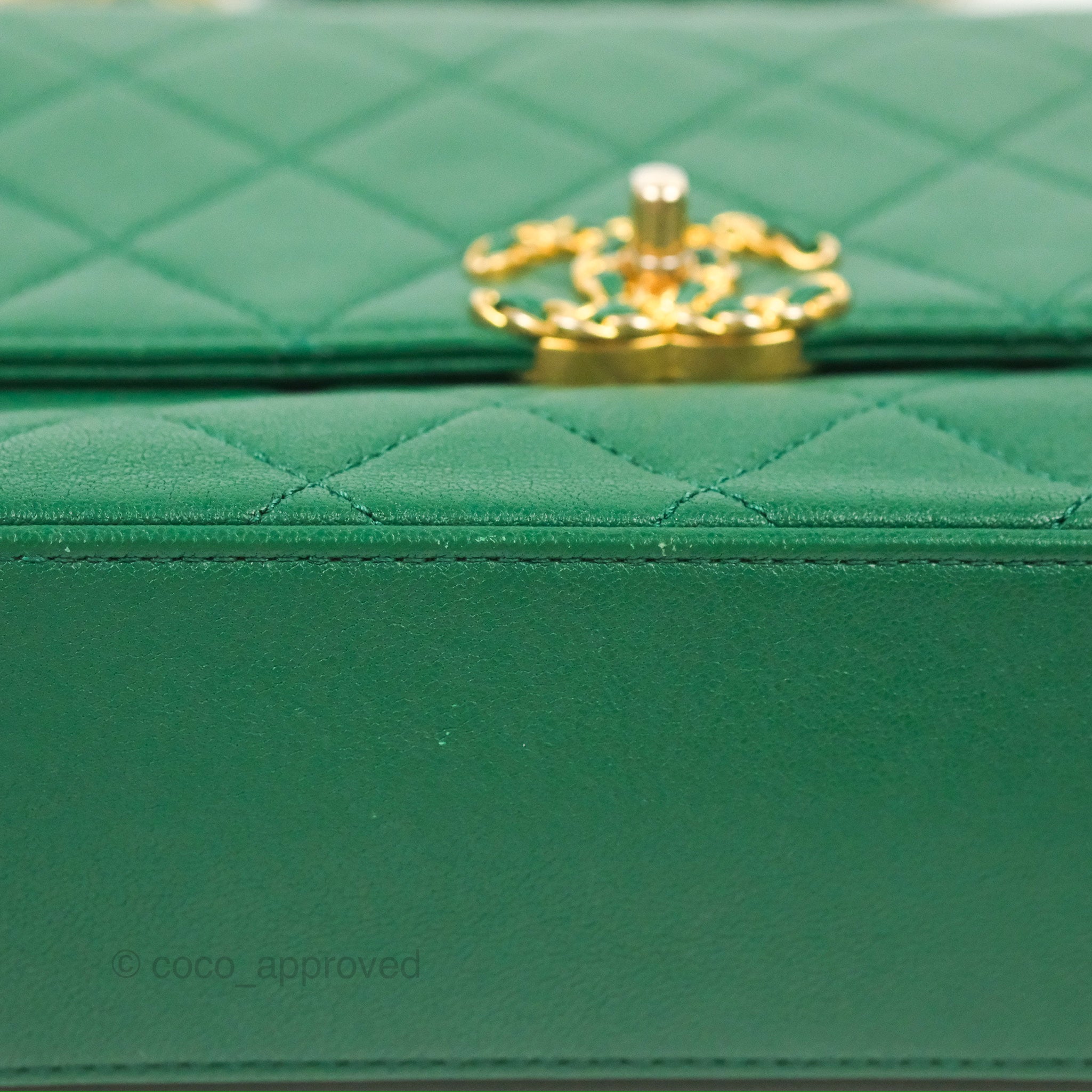 Chanel Chain Infinity Top Handle Bag - Green Lambskin Leather with Aged Gold Hardware - Luxury Crossbody Shoulder Bag for Women, Perfect for Parties, Weddings & Evening Events