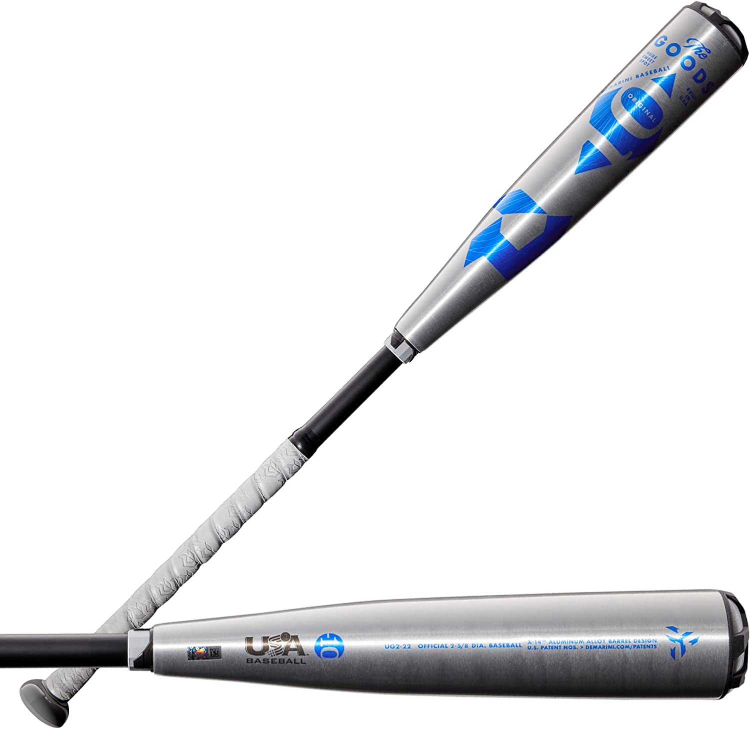 2022 DeMarini The Goods (9) USA Baseball Bat - Silver/Blue 2 5/8 Barrel | High Performance Youth & Adult Baseball Bat for Games & Training | Perfect for League Play, Practice & Home Run Hitting
