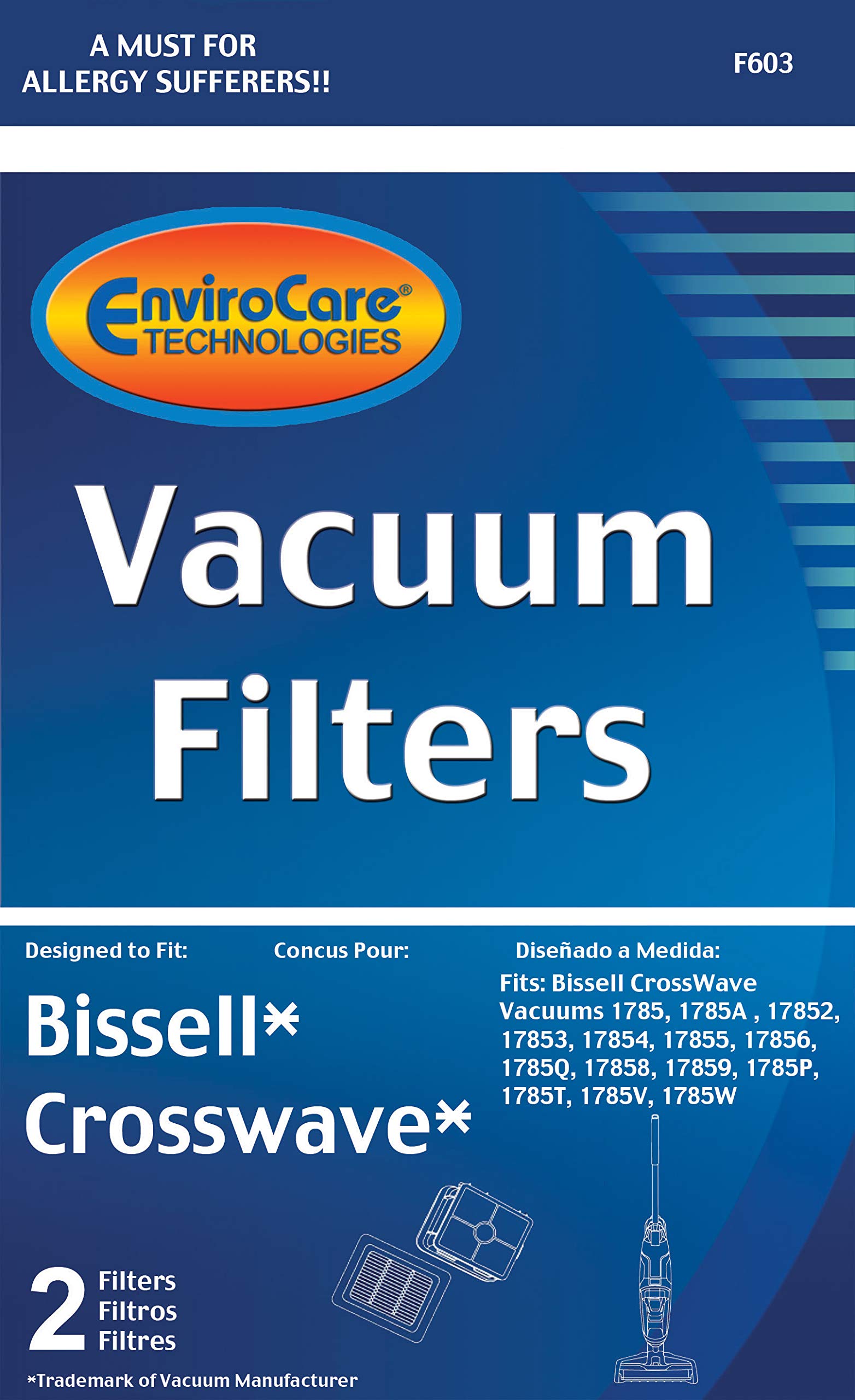 Bissell Crosswave HEPA Replacement Vacuum Filters - 2 Pack, Compatible with Bissell Crosswave Series | Perfect for Pet Hair, Allergies & Deep Cleaning