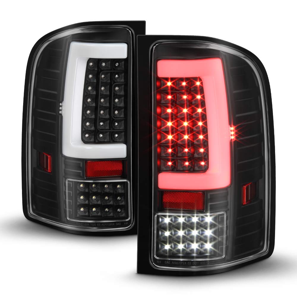 ACANII LED Tail Lights for 2007-2013 Chevy Silverado 1500/2500/3500 - Black Housing Sequential Turn Signal Brake Lamps - Upgrade Truck Lighting for Night Driving & Enhanced Safety