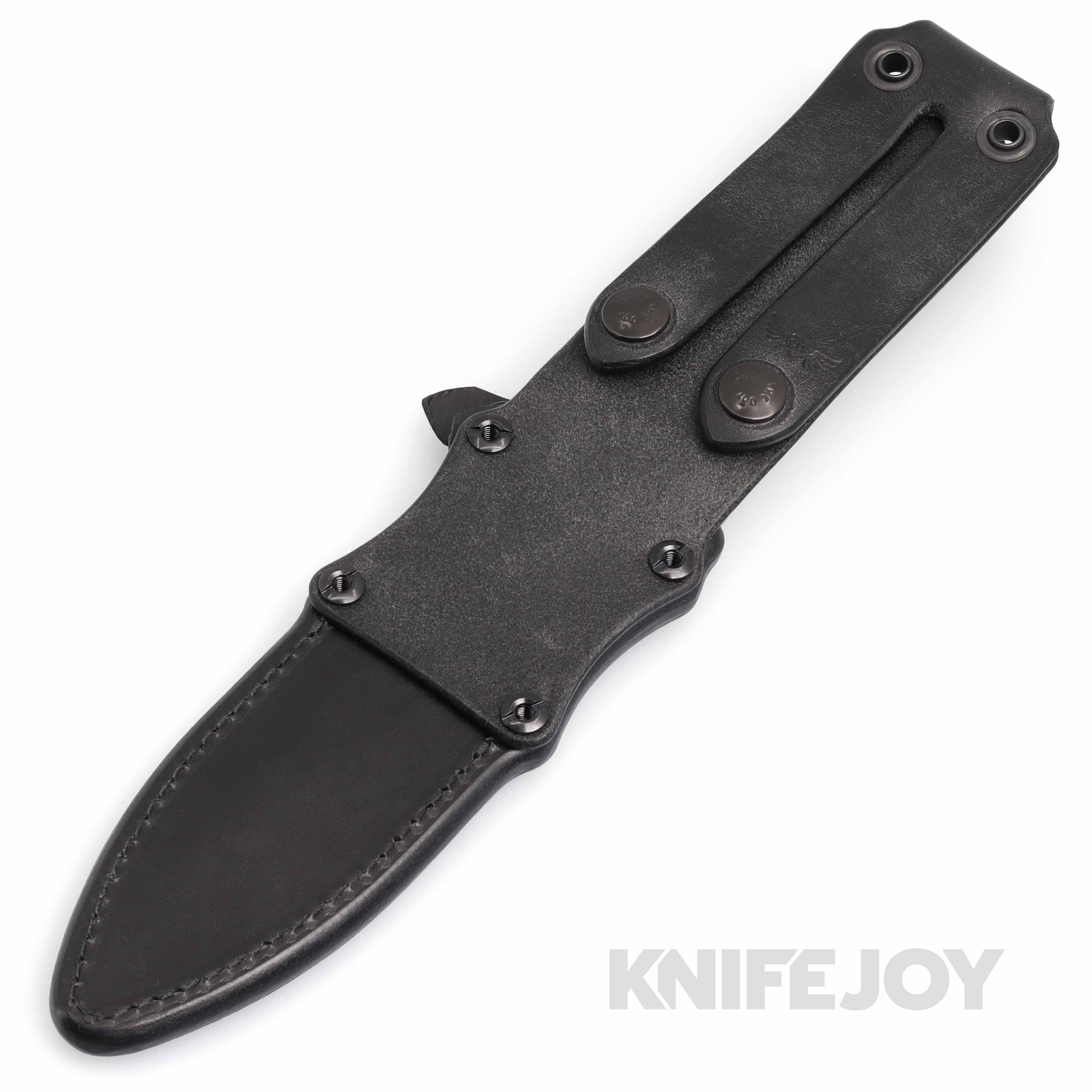 Defiant 7 Knives M320 3V Tactical Fixed Blade Knife - Black Cerakote Coated Hand Ground Blade, Injection Molded Handle with Titanium Guard & Butt Cap - Includes Black Leather Sheath - Perfect for Hunting, Camping & Outdoor Survival