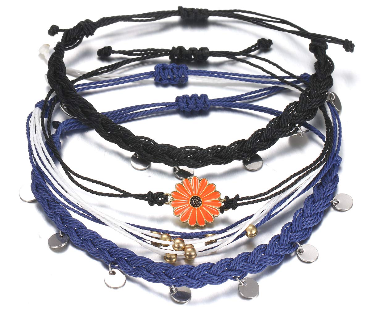 Trendy Summer Beach Bracelets for Women & Teen Girls - Stackable Woven String Bracelets & Anklets - Boho Chic Jewelry for Casual Wear, Vacation, and Festival Outfits