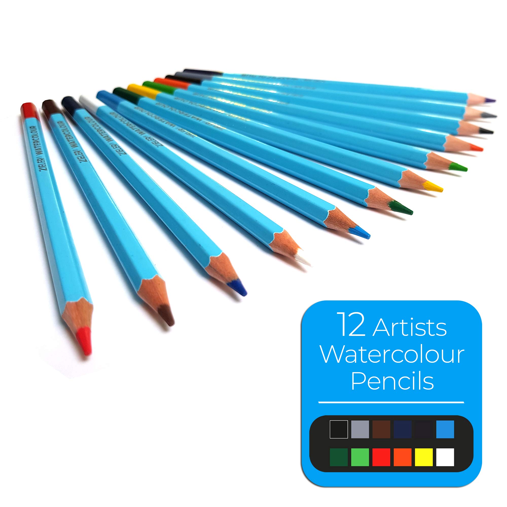 36-Piece Professional Artist Pencil Set - 12 Watercolor Pencils, 12 Colored Pencils & 6 Sketching Graphite Pencils with Metal Sharpener, Eraser & Drawing Pad | Perfect for Drawing, Sketching, Coloring & Art Projects