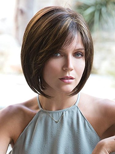 Jolie Wig - Maple Sugar Rooted Short Modern Bob Synthetic Hair with Monofilament Top & Side Part | Includes Comb & Hair Loss Booklet | Perfect for Daily Wear, Cosplay & Hair Loss Solutions