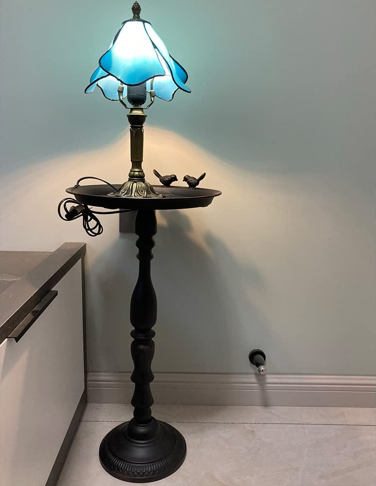 Small Round Accent Table - Farmhouse & Shabby Chic End Table for Living Room, Office, Bedroom - Bird Decor Side Table - Compact Black Coffee Table (Perfect for Small Spaces & Home Decor)
