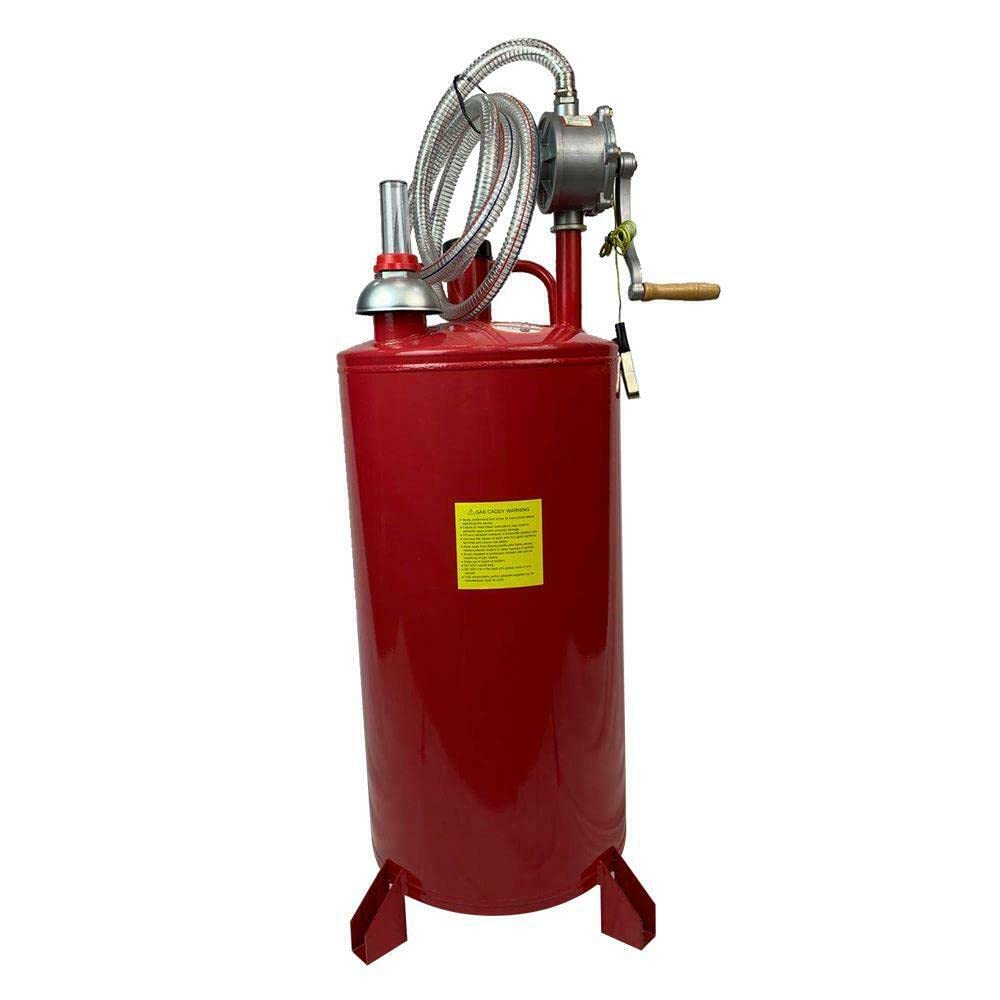 20-Gallon Portable Oil Transfer Tank with Pump & Wheels - Diesel Fuel Storage Container for ATV, Car, Mowers & Tractors - Heavy Duty Red Gas Caddy for Workshop, Farm & Outdoor Use