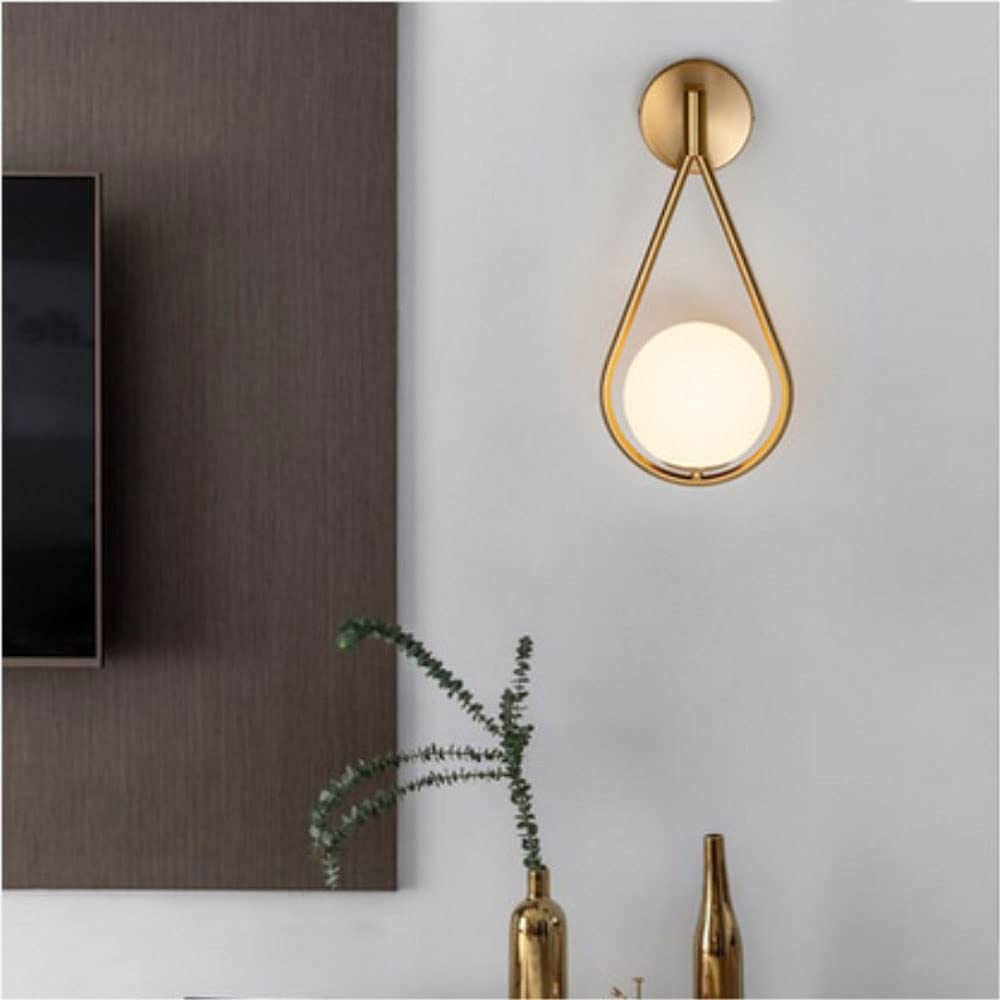 E27 LED Wall Lamp - Classic Metal & Glass Indoor Wall Light for Bedroom, Bathroom, Hallway - Dimmable Bracket Lighting Fixture (White) | Perfect for Ambient Lighting in Living Rooms & Staircases