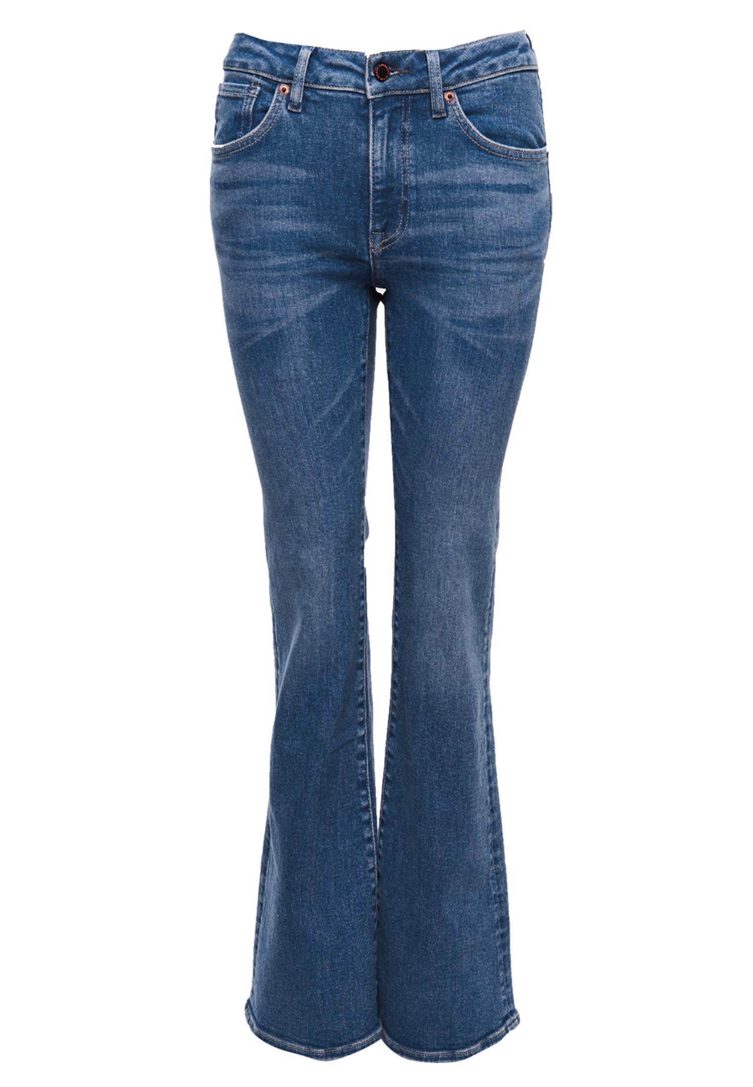 Superdry Women's Mid Rise Slim Flare Jeans - Zip & Button Closure for Comfort & Style | Perfect for Casual Wear, Office Outfits & Night Out Looks