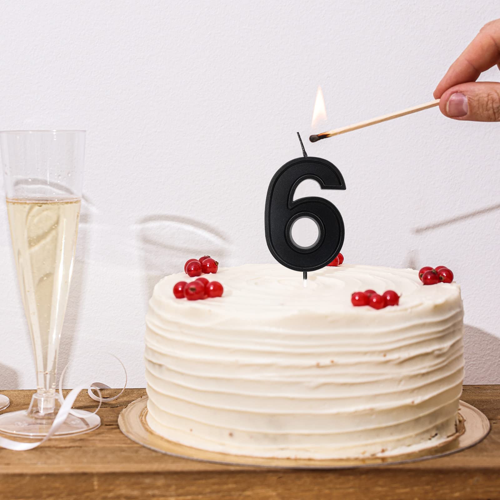 Diamond Shape 3D Numbered Birthday Candles (7cm) - Black Set of 6 for Wedding, Birthday, Graduation & Party Cake Decorations | Perfect for Anniversary Celebrations, Baby Showers & Special Events