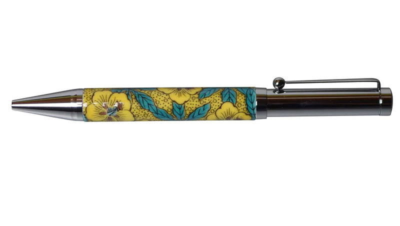 Premium Kutani Yaki Japanese Porcelain Ballpoint Pen - Handcrafted AOI Blue Traditional Art Gift for Writers, Collectors & Office Use