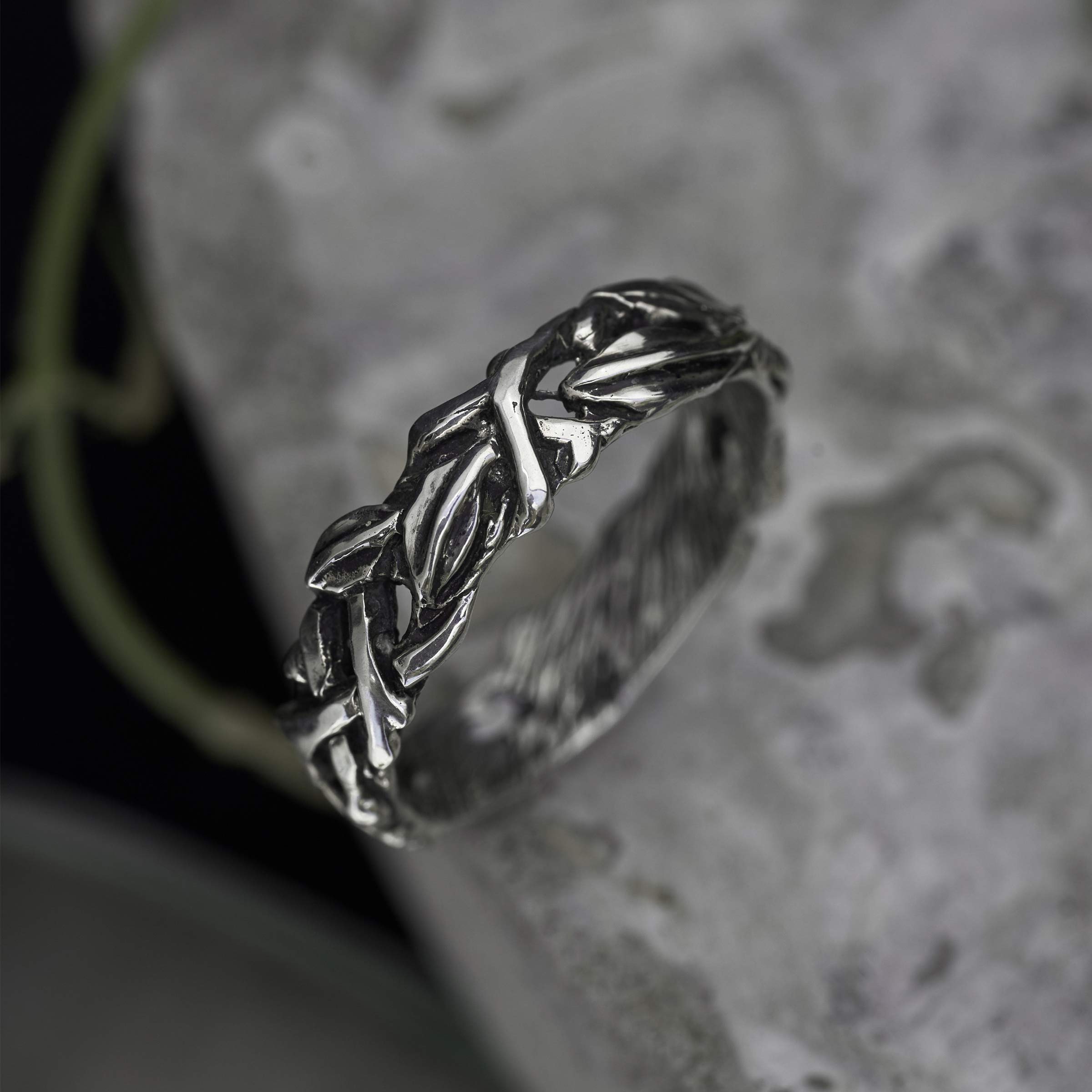 Louise Sterling Silver Men's Wedding Band Ring - Elegant Twig Design for Engagement, Anniversary & Special Occasions