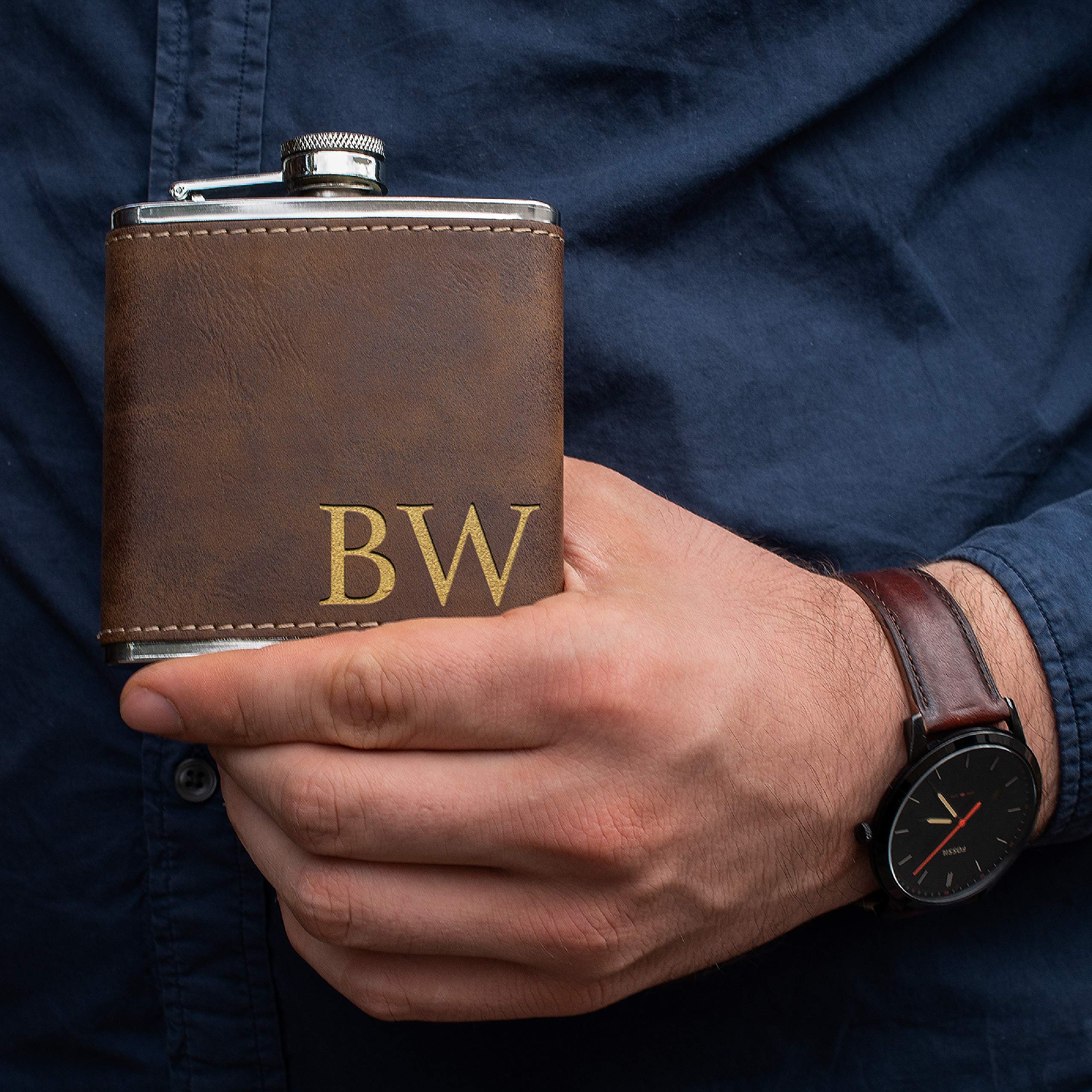 Set of 6 Personalized Engraved Groomsmen Flasks - 6oz Custom Whiskey Bottles with Gift Box & Funnel - Best Man Proposal Gift, Bachelor Party Team Gift - Perfect for Weddings, Anniversaries & Special Occasions