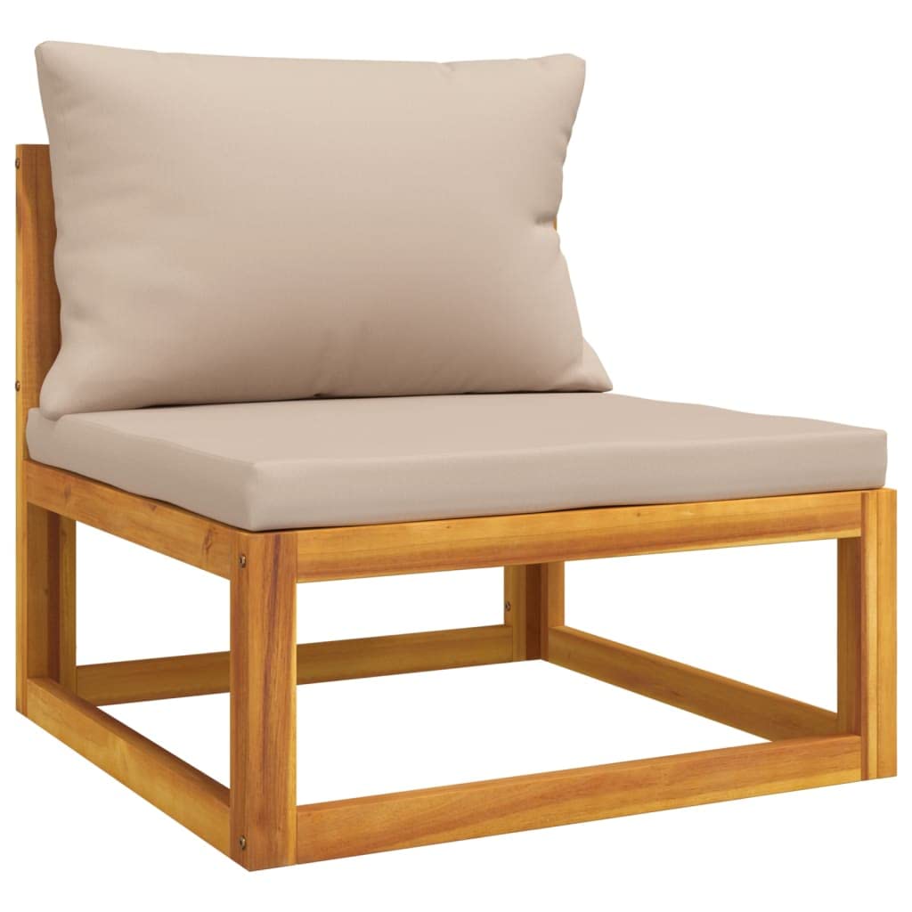 vidaXL 4-Piece Acacia Wood Patio Lounge Set with Taupe Cushions & Coffee Table - Durable Outdoor Modular Furniture for Garden, Poolside, and Backyard Relaxation