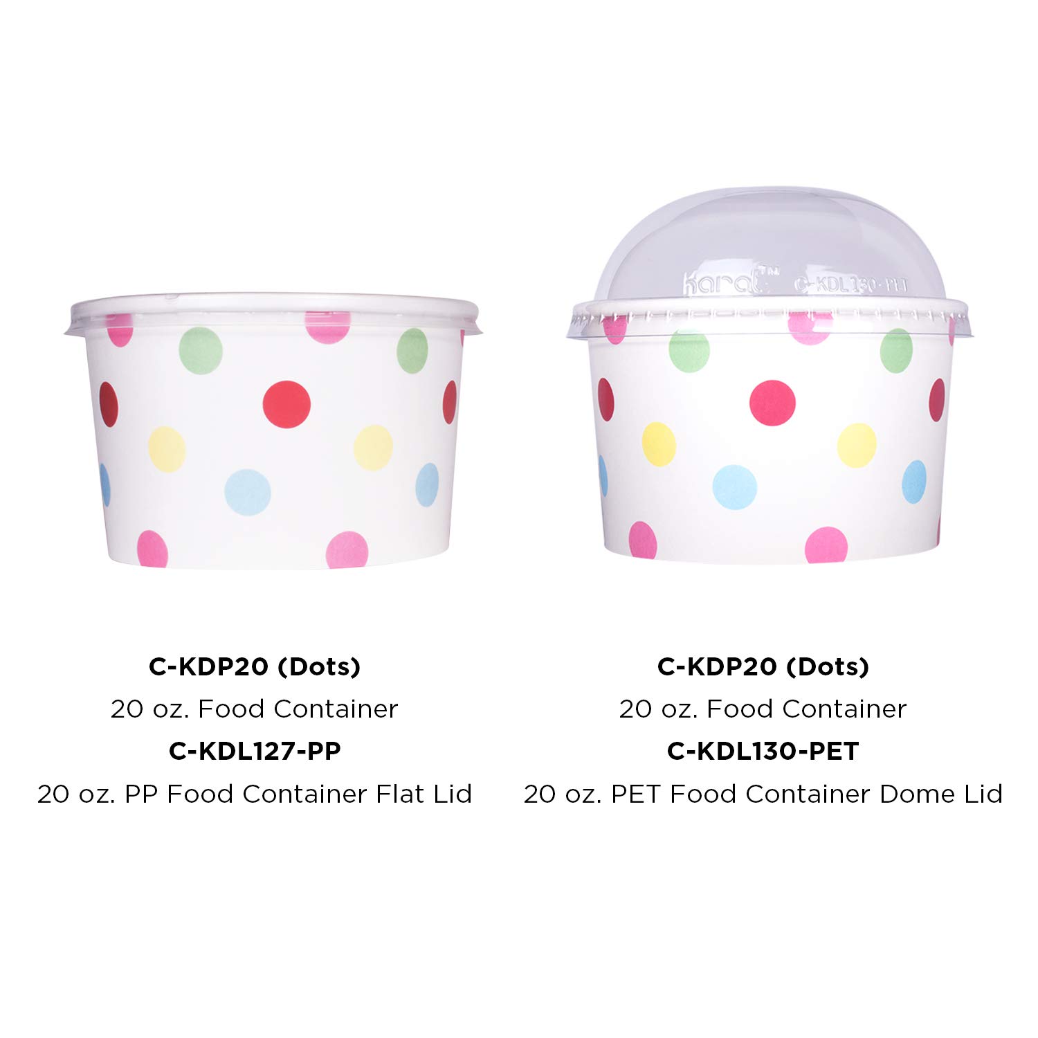20oz (600 ct) Paper Ice Cream Cups & Soup Bowls - Hot/Cold Food Containers for Ice Cream, Gelato, Yogurt, Soup & Snacks - Perfect for Parties, Catering & Dessert Shops - Dots Design