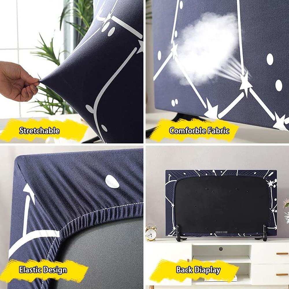 Stretchable Dustproof TV Cover for 22-65 Inch Screens - Star Bright Design Computer Monitor Protector & Desktop Dust Cover - Perfect for Home, Office & Indoor Decor (55inch)
