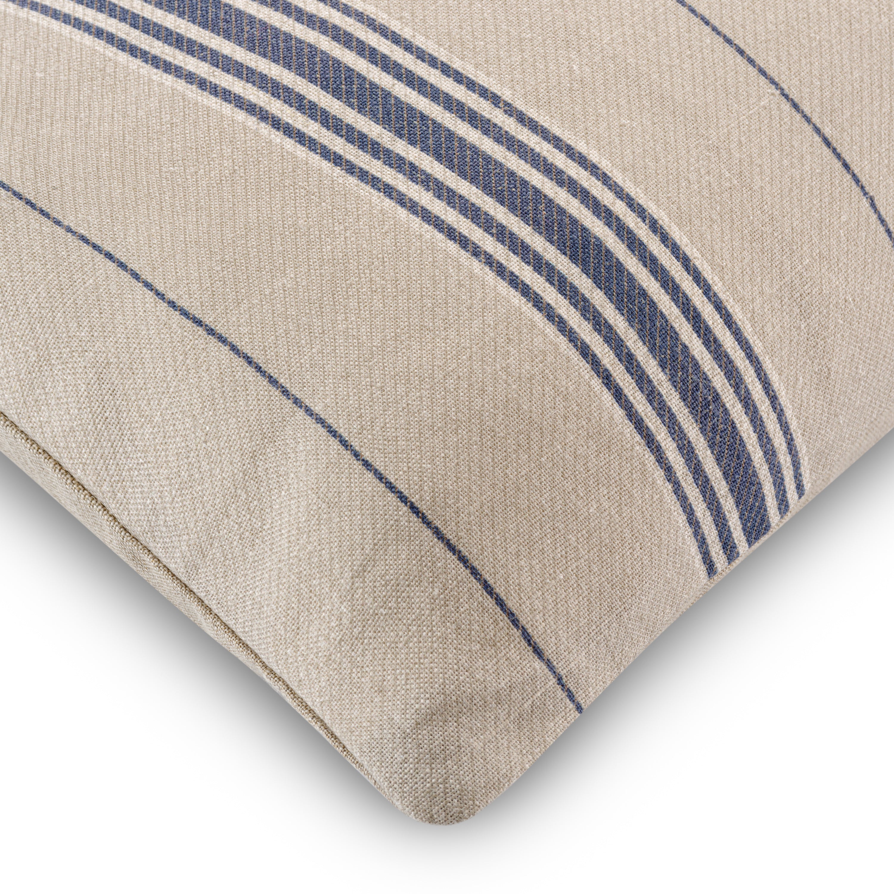 Vallon Stripe Indigo Linen Cushion Cover 55x32cm - Soft Decorative Pillow Case for Sofa, Bed, Chair - Home Decor & Living Room Accessories