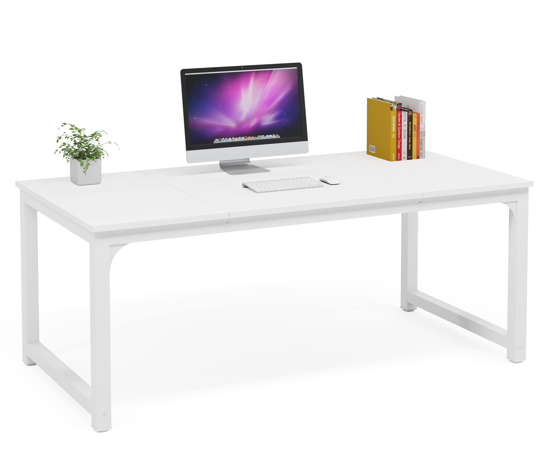 Tribesigns Modern Computer Desk 63 x 31.5 Inch, Large Executive Office Desk with Spliced Desktop - Home Office Workstation, Study Writing Table for Work & Gaming (White) - Perfect for Small Spaces & Remote Work Setup