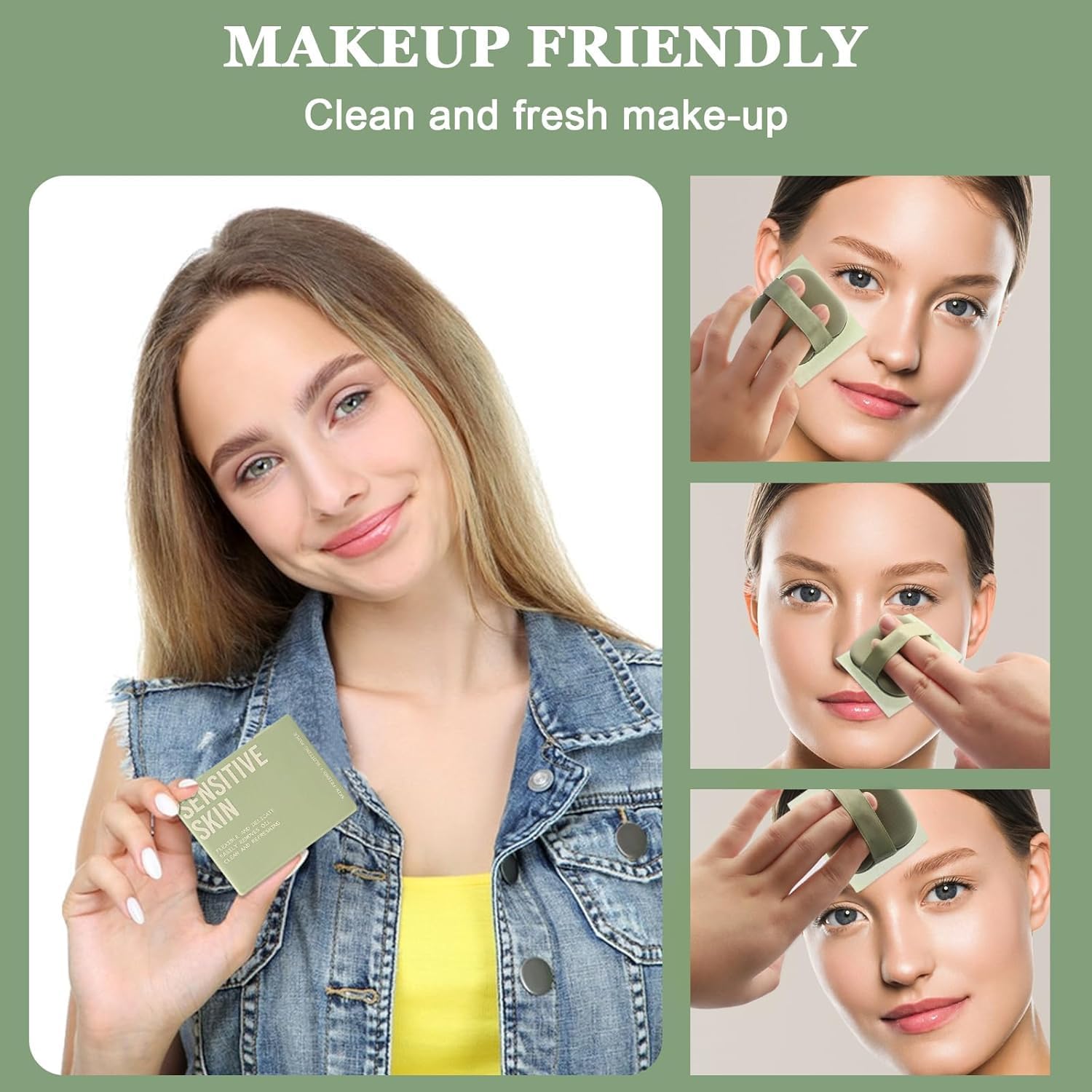 CLOSAL® Oil Absorbing Blotting Papers for Oily Skin - 100 Count with Mirror | Green Tea Facial Blotting Sheets for Shine Control & Excess Oil Removal | Perfect for On-the-Go Makeup Touch Ups, Gym, Travel & Daily Use