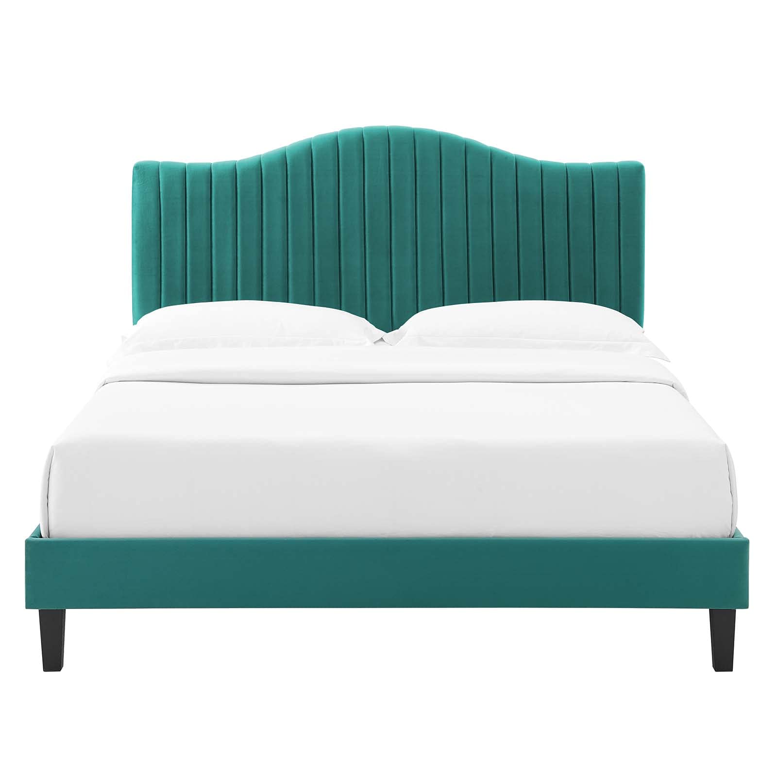 Modway Juniper King Size Platform Bed Frame in Teal - Modern Minimalist Bedroom Furniture for Small Spaces & Guest Rooms