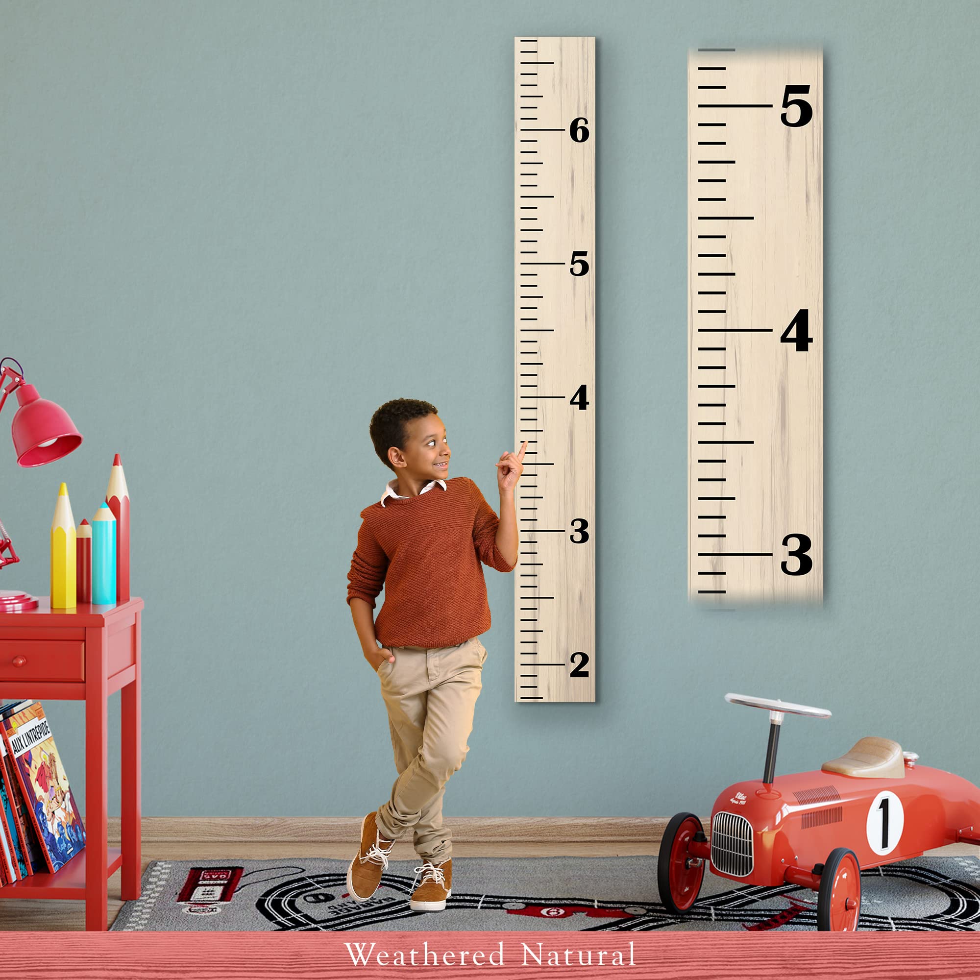 Back40Life Wooden Kids Growth Chart Ruler - Natural Weathered Finish for Boys & Girls | Perfect Nursery Decor & Milestone Tracker for Baby's First Years