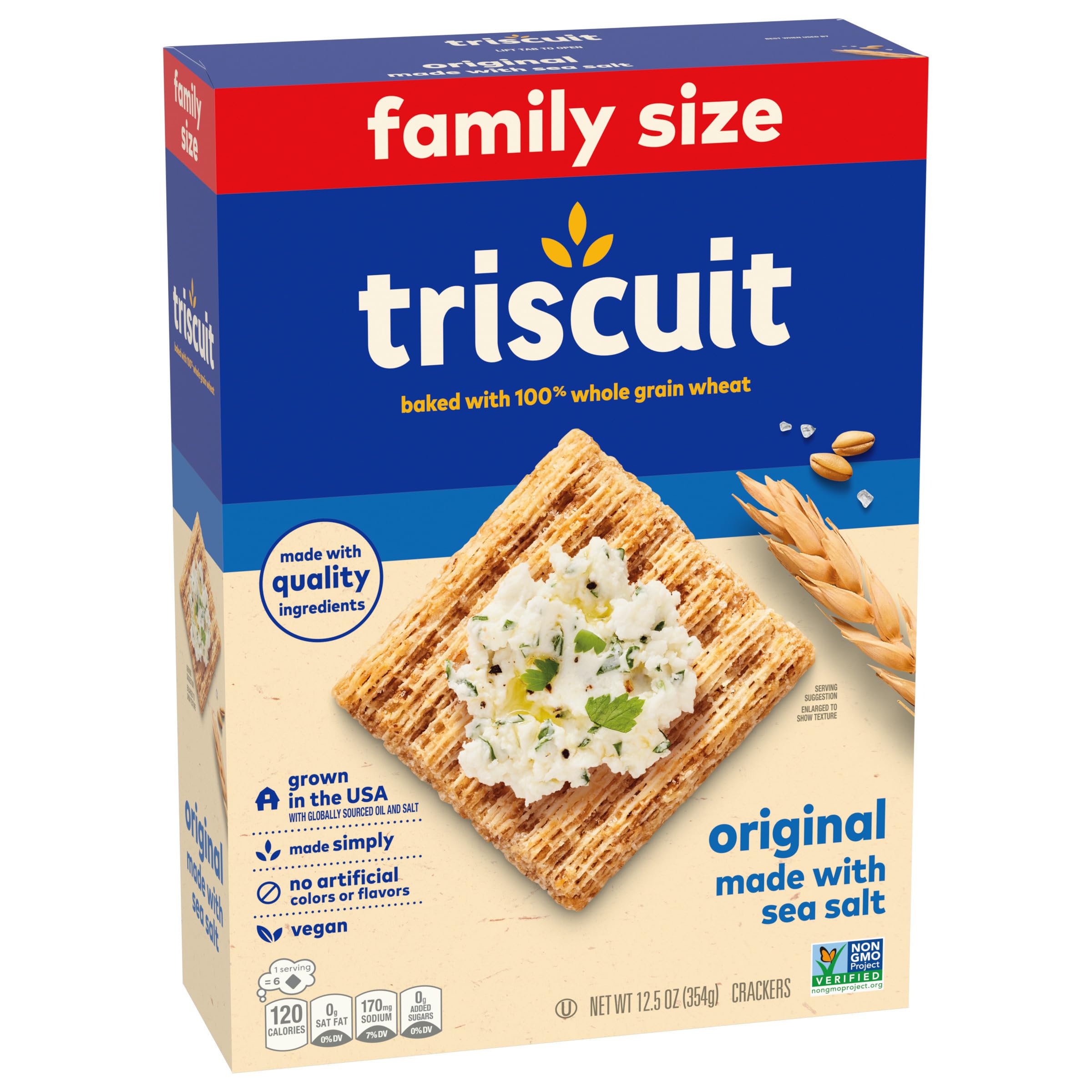 Triscuit Original Whole Grain Wheat Crackers - Vegan, Healthy Snack for Lunch & On-the-Go - Family Size 12.5 oz - Perfect for Office, School & Picnics