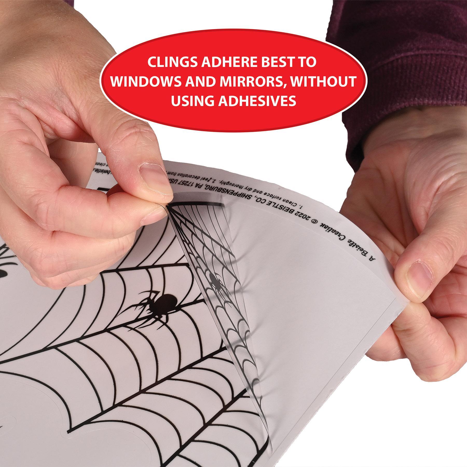 12 Pack Halloween Spider & Spider Web Silhouette Window Clings - Scary Decorations for Windows, Doors, Walls - Perfect for Halloween Party, Haunted House, and Home Decor