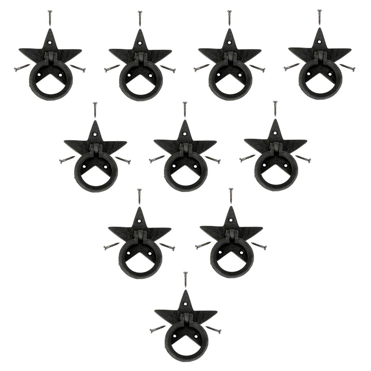 Vintage Black Iron Cabinet Pulls - Antique Star Design Drawer Handles 3.88