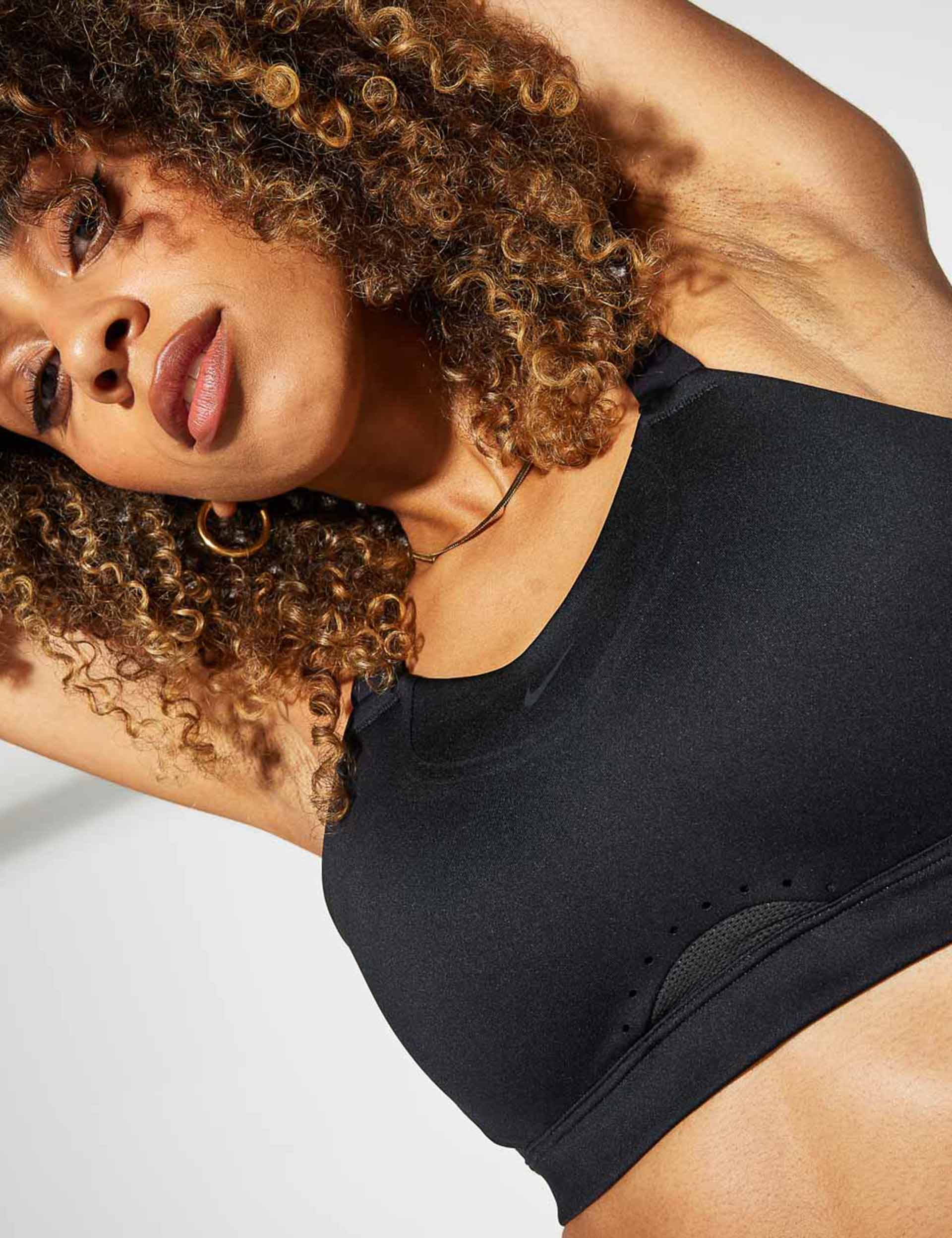 Nike Dri-FIT Alpha Sports Bra for Women - Black/Dark Smoke Grey - High Support Workout Bra for Running, Yoga & Gym