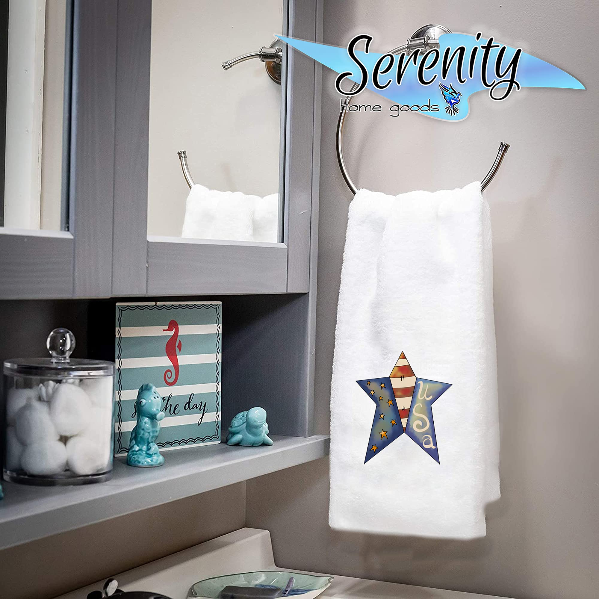 Memorial Day & 4th of July Patriotic Hand Towels - Red White Blue American Flag Kitchen & Bath Towels for Summer Home Decor - Perfect for Spring, Fall Holidays & USA Themed Decorations