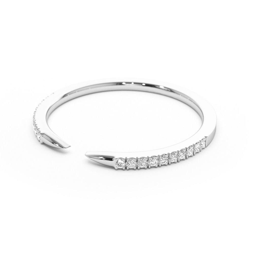 Pavé Diamond Claw Stacking Open Ring for Women - Elegant Adjustable Stackable Band for Everyday Wear & Special Occasions
