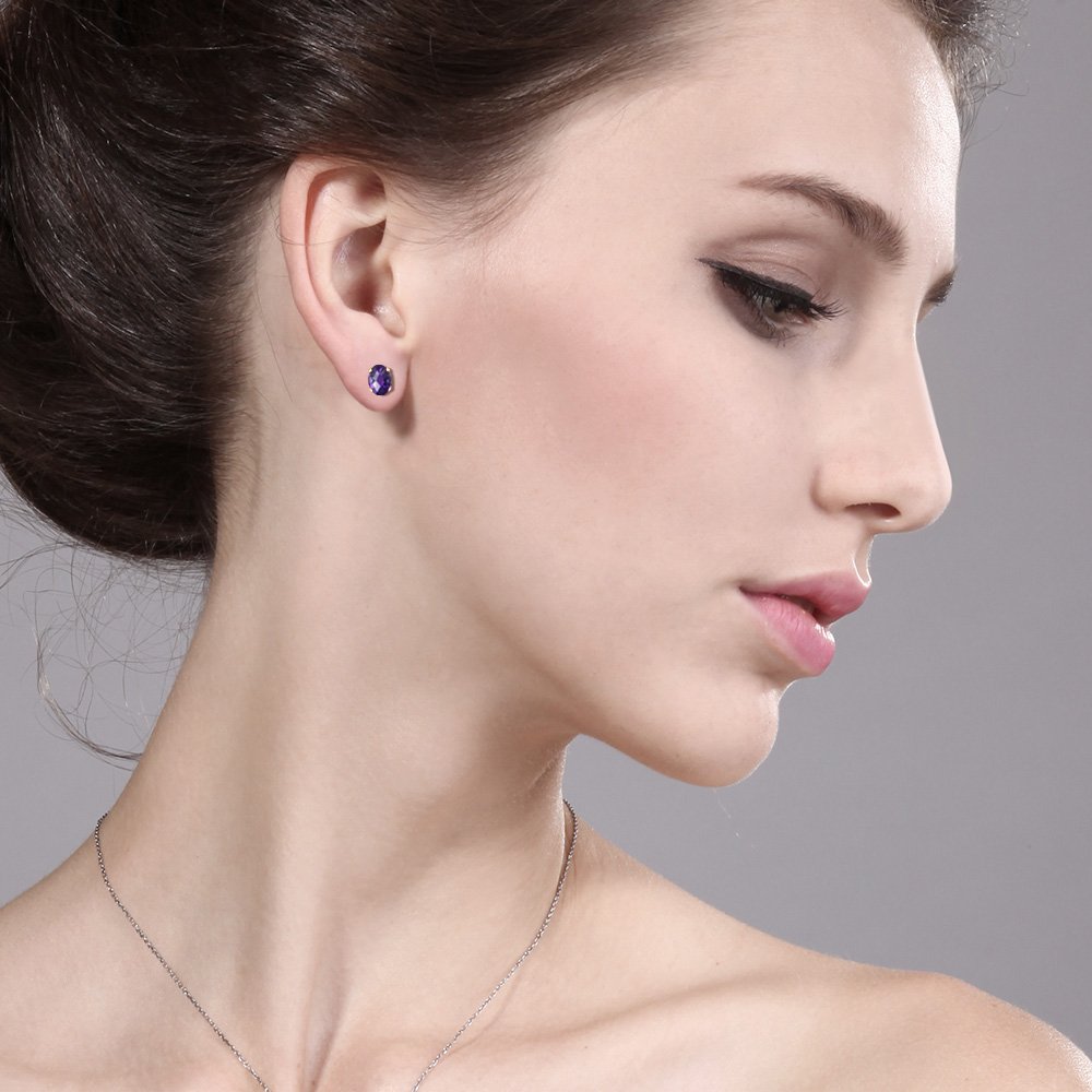 2.00 Ct Natural Checkerboard Cut Purple Amethyst 18K Gold Plated Sterling Silver Stud Earrings for Women & Men | Elegant Jewelry Gift for Birthday, Anniversary & Special Occasions